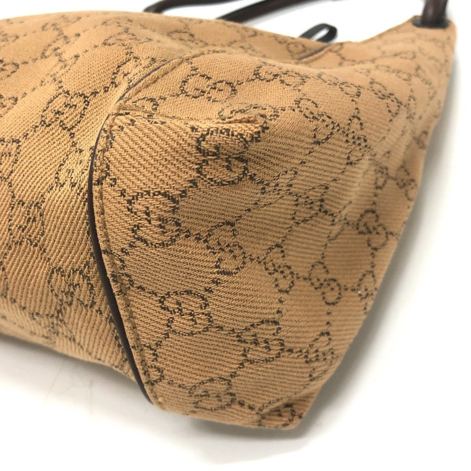 Gucci Beige Canvas Handbag Shoulder Bag (Pre-Owned)