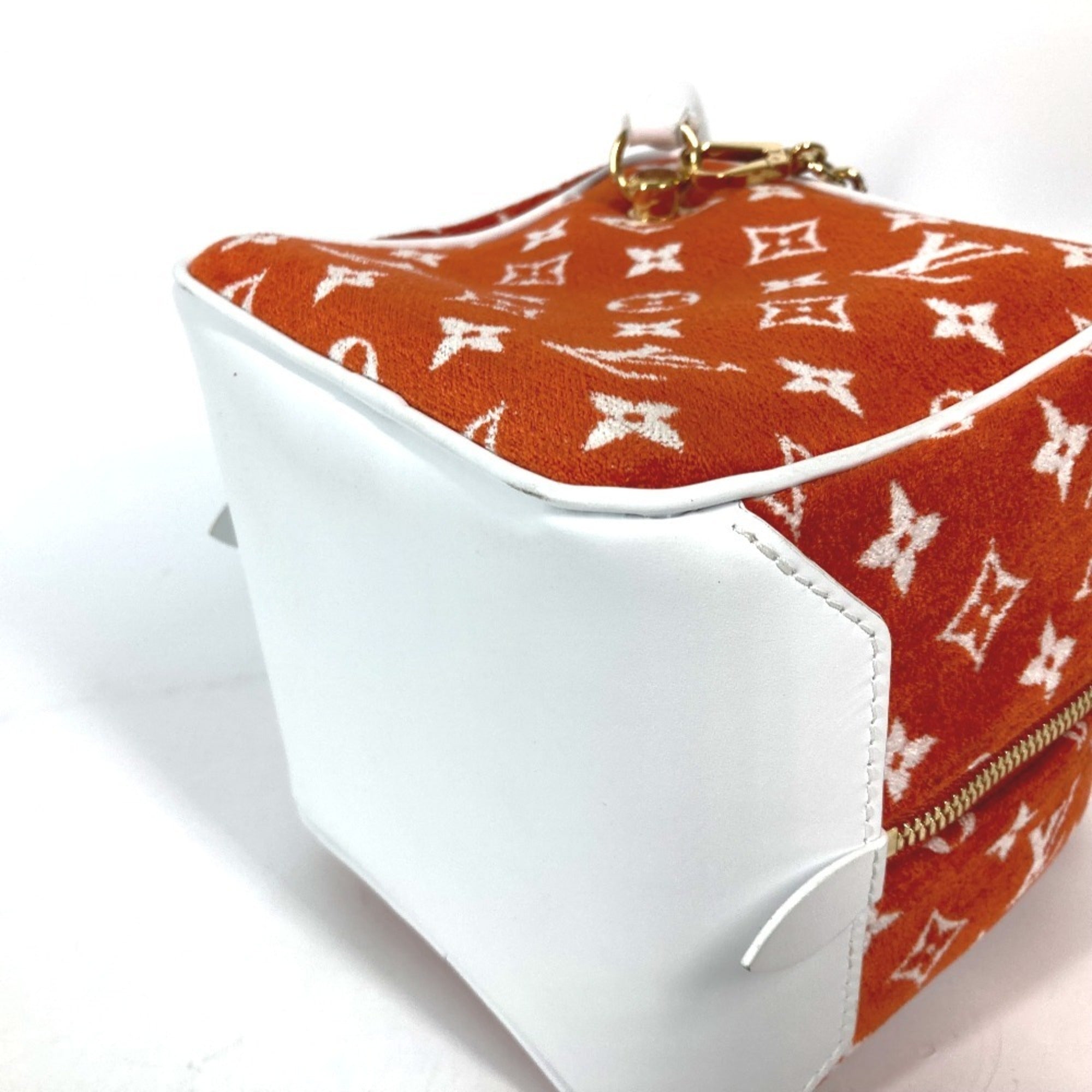 Louis Vuitton Brown Orange Velvet Handbag Shoulder Bag (Pre-Owned)