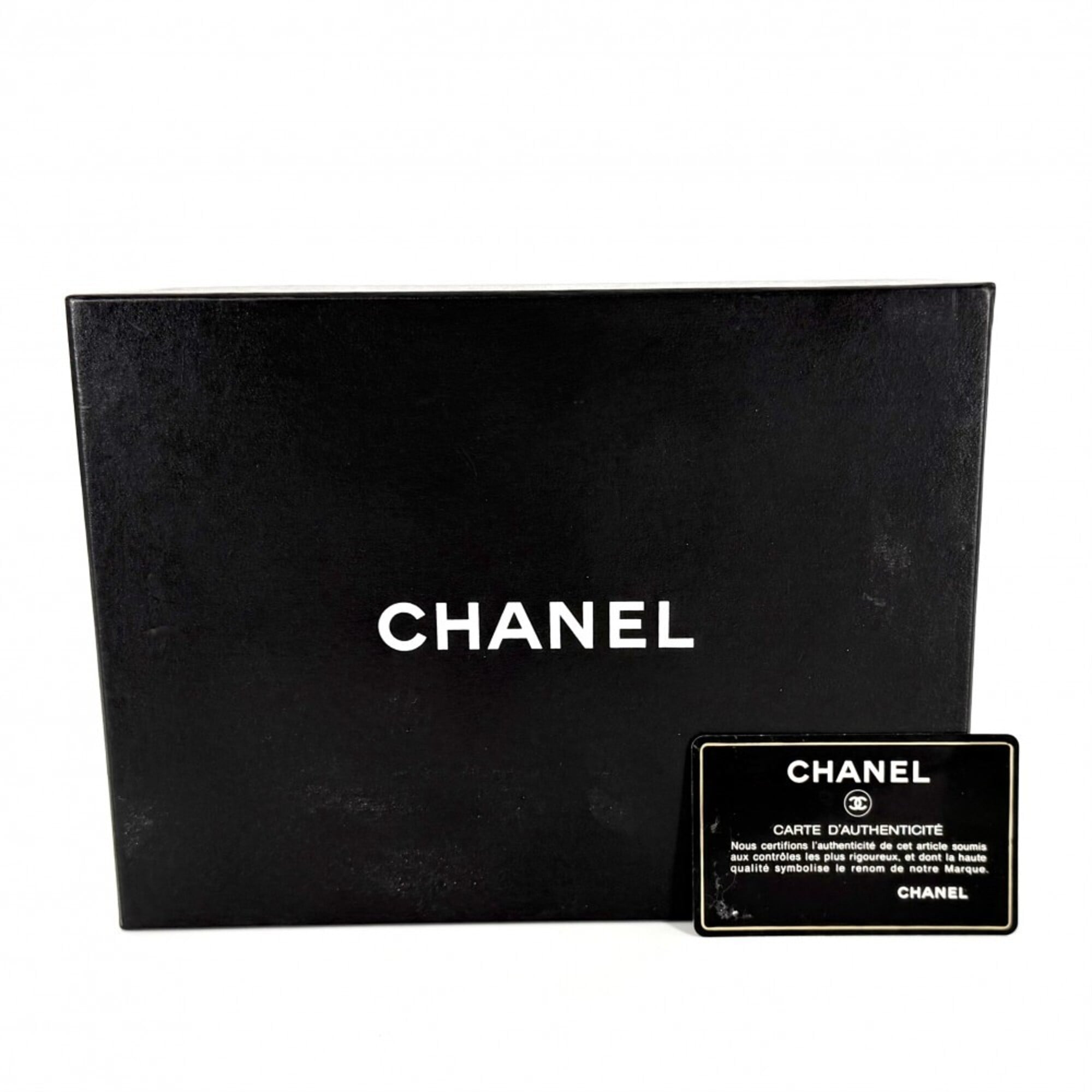 Chanel Black White Grained Calfskin Chain/Shoulder Wallet (Pre-Owned)