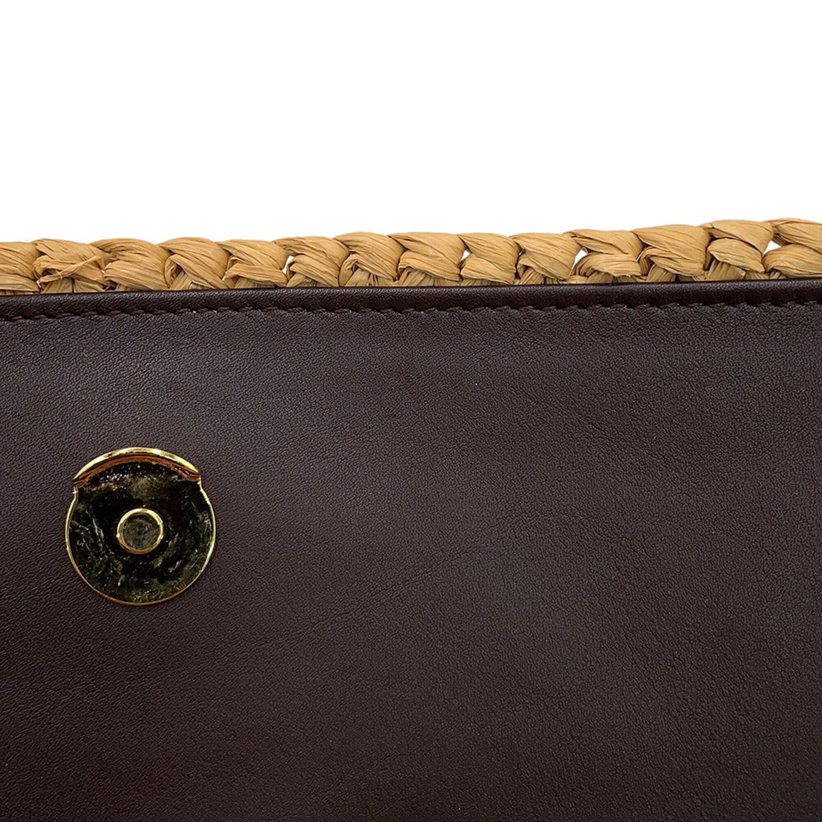 Yves Saint Laurent Beige Brown Raffia Leather Handbag Shoulder Bag (Pre-Owned)