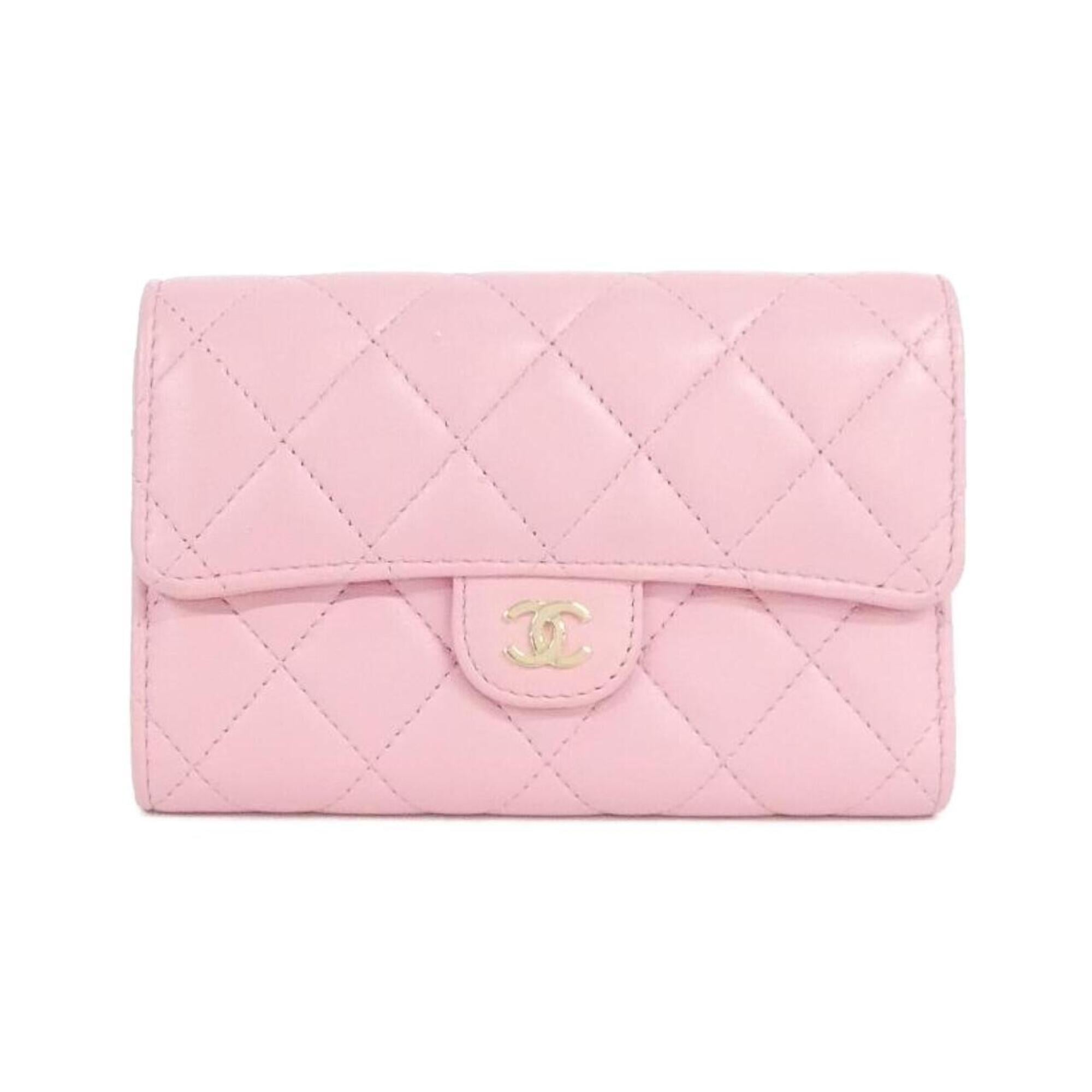 Chanel Pink Leather Wallet (Tri-Fold) (Pre-Owned)