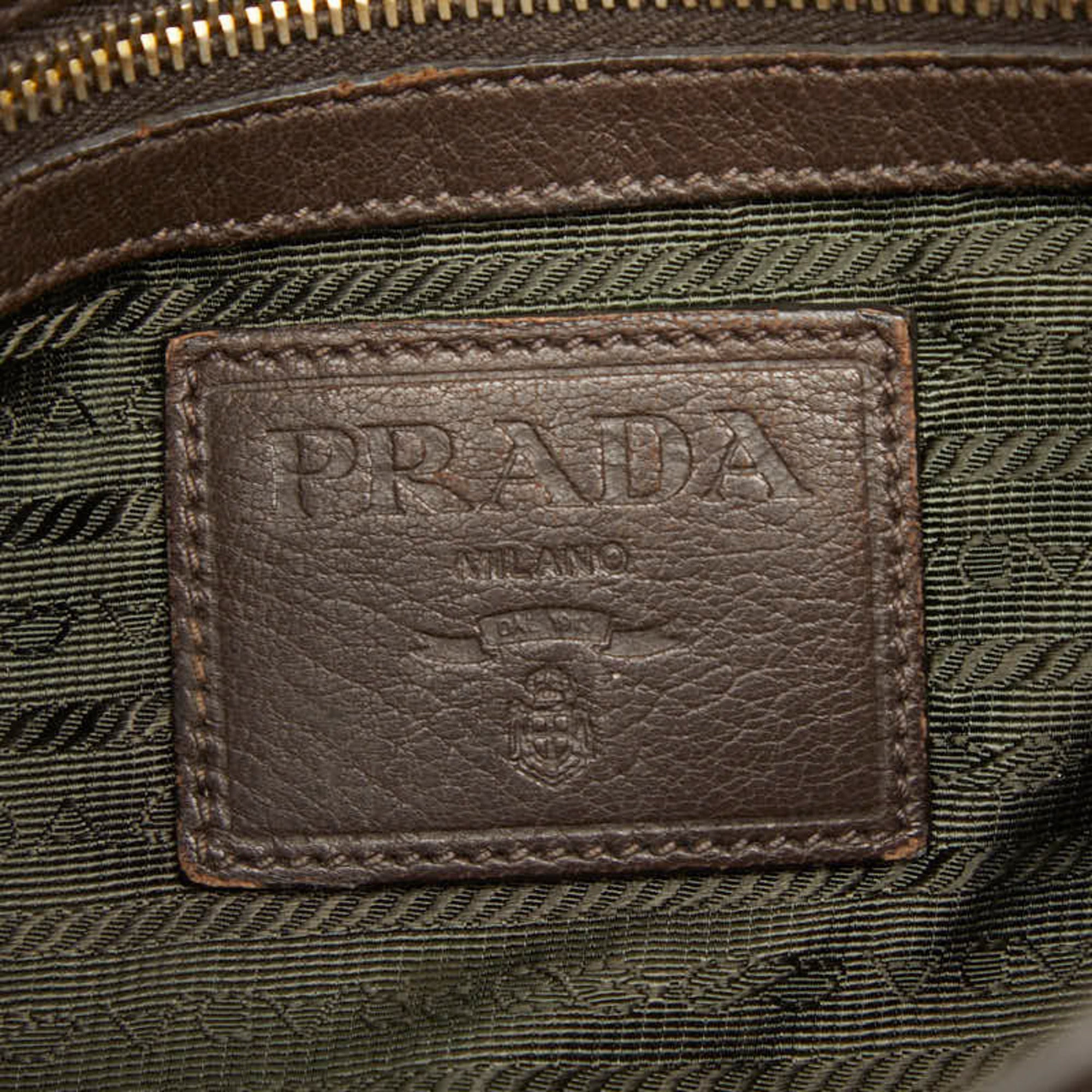 Prada Dark Brown Leather Shoulder Bag (Pre-Owned)