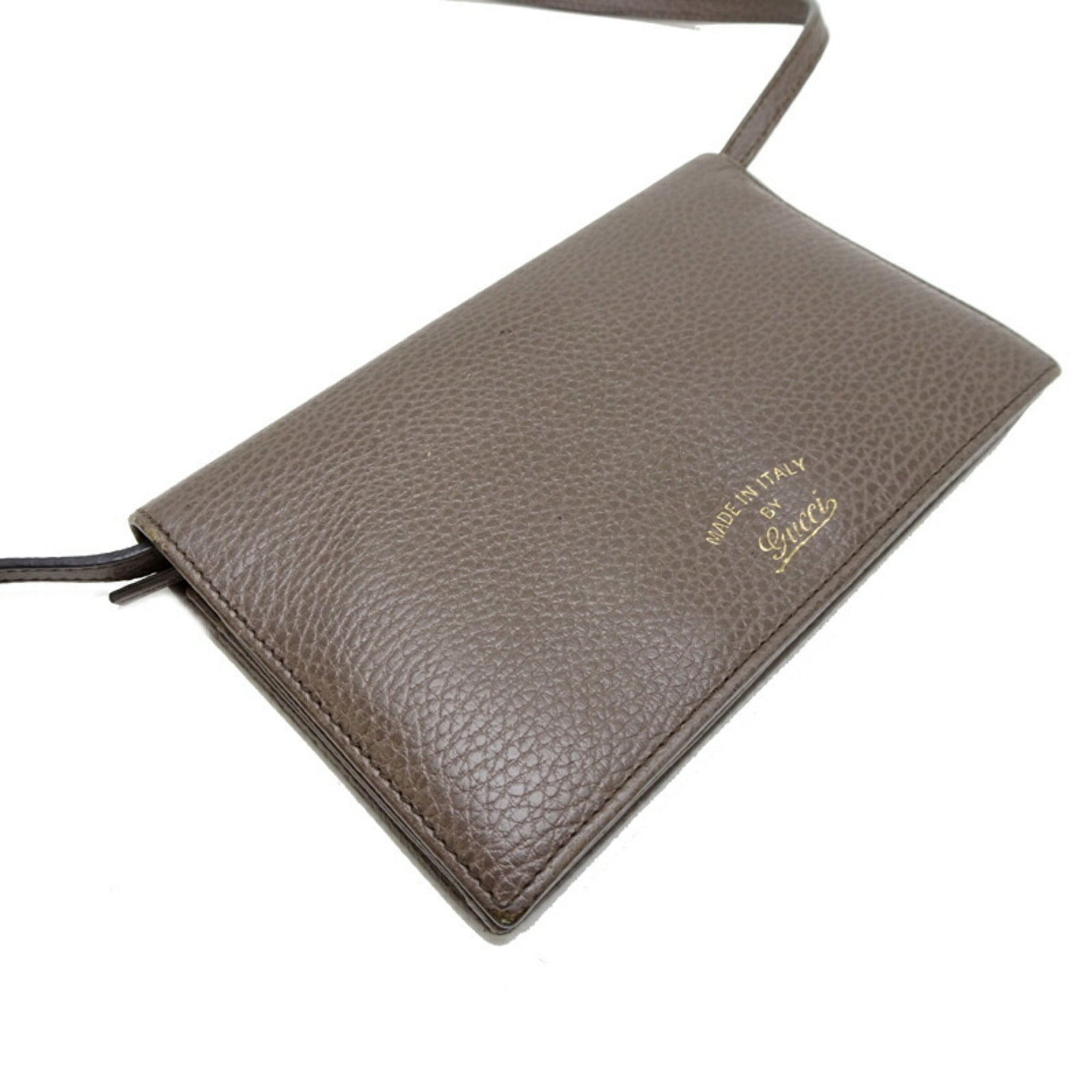 Gucci Grayish Pink Leather Chain/Shoulder Wallet (Pre-Owned)