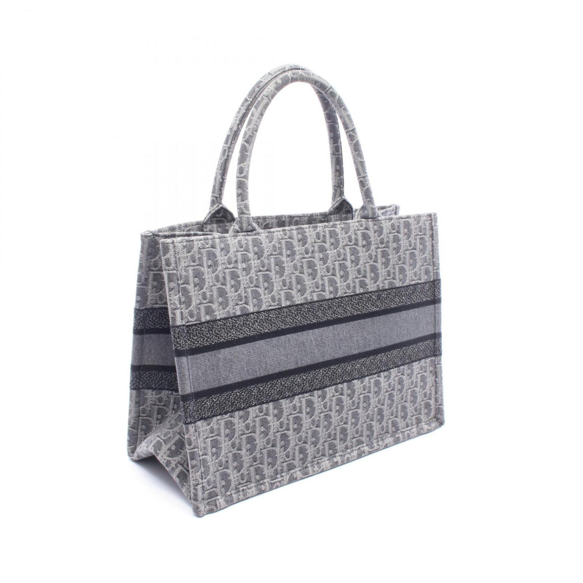 Christian Dior Black Gray Canvas Handbag Tote Bag (Pre-Owned)