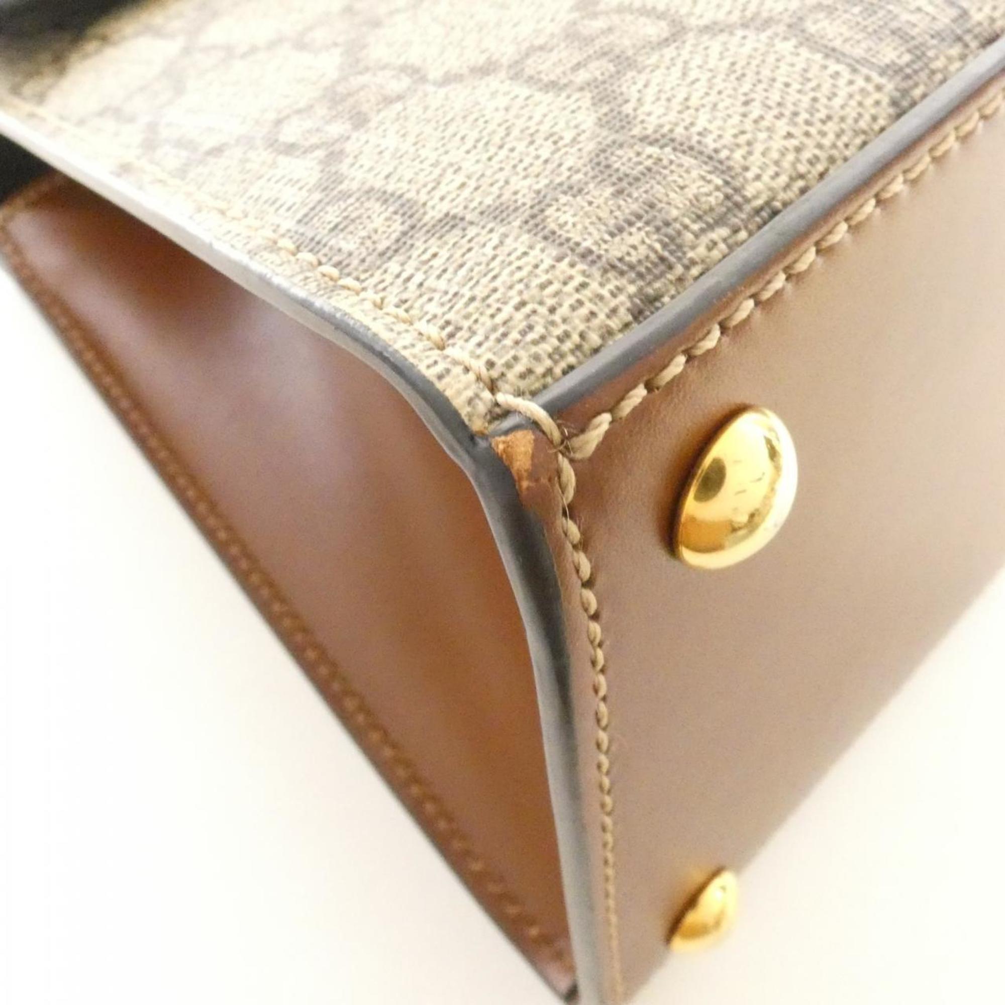 Gucci Beige Brown Gg Supreme Canvas Handbag (Pre-Owned)
