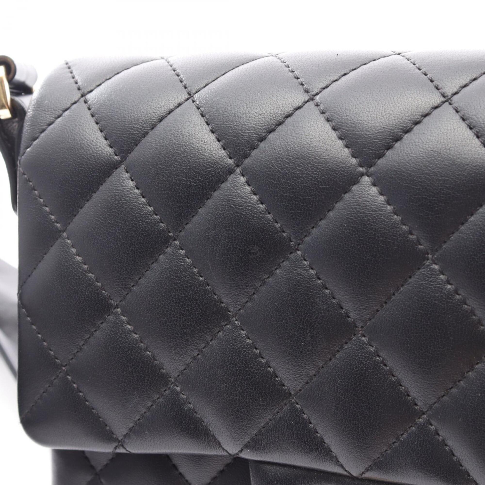 Chanel Black Leather Handbag Shoulder Bag (Pre-Owned)