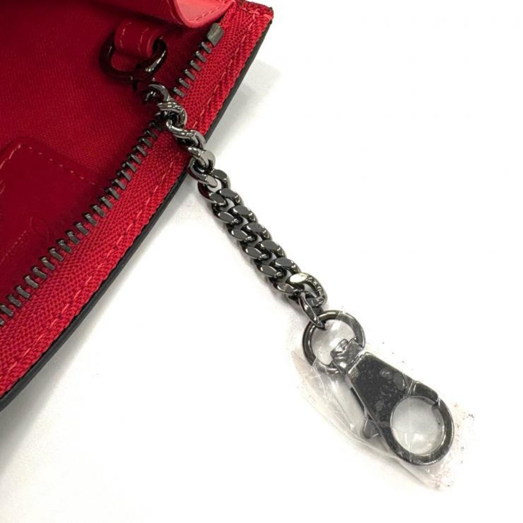 Christian Louboutin Black Red Color Leather Coin Purse/Coin Case (Pre-Owned)