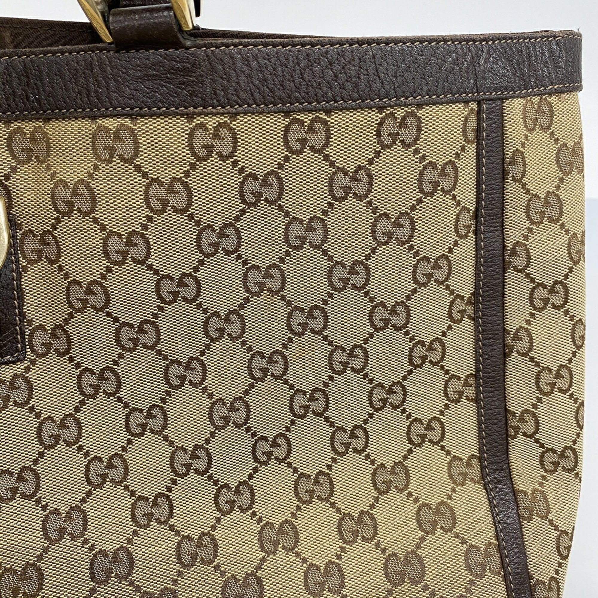 Gucci Beige Brown Canvas Tote Bag (Pre-Owned)