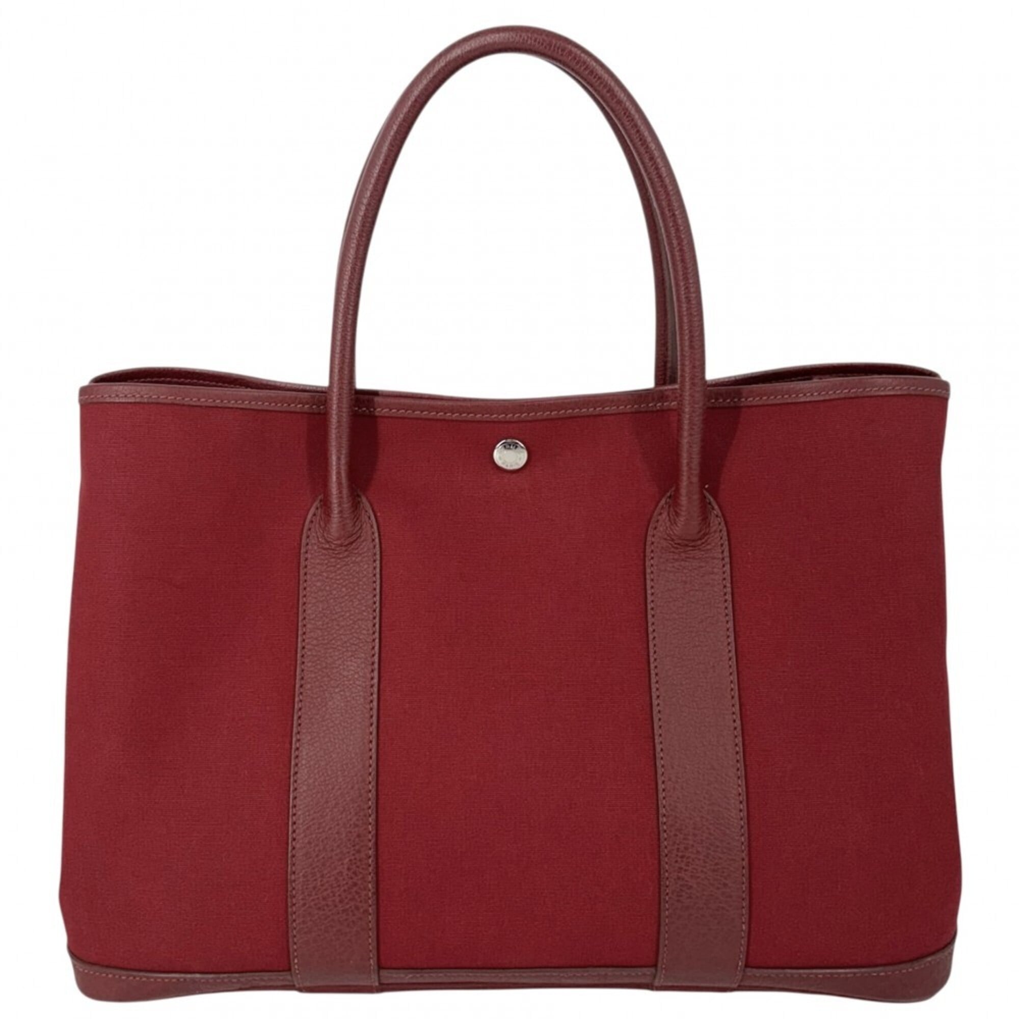 Hermes Bordeaux Pink Purple Canvas Leather Handbag Tote Bag (Pre-Owned)