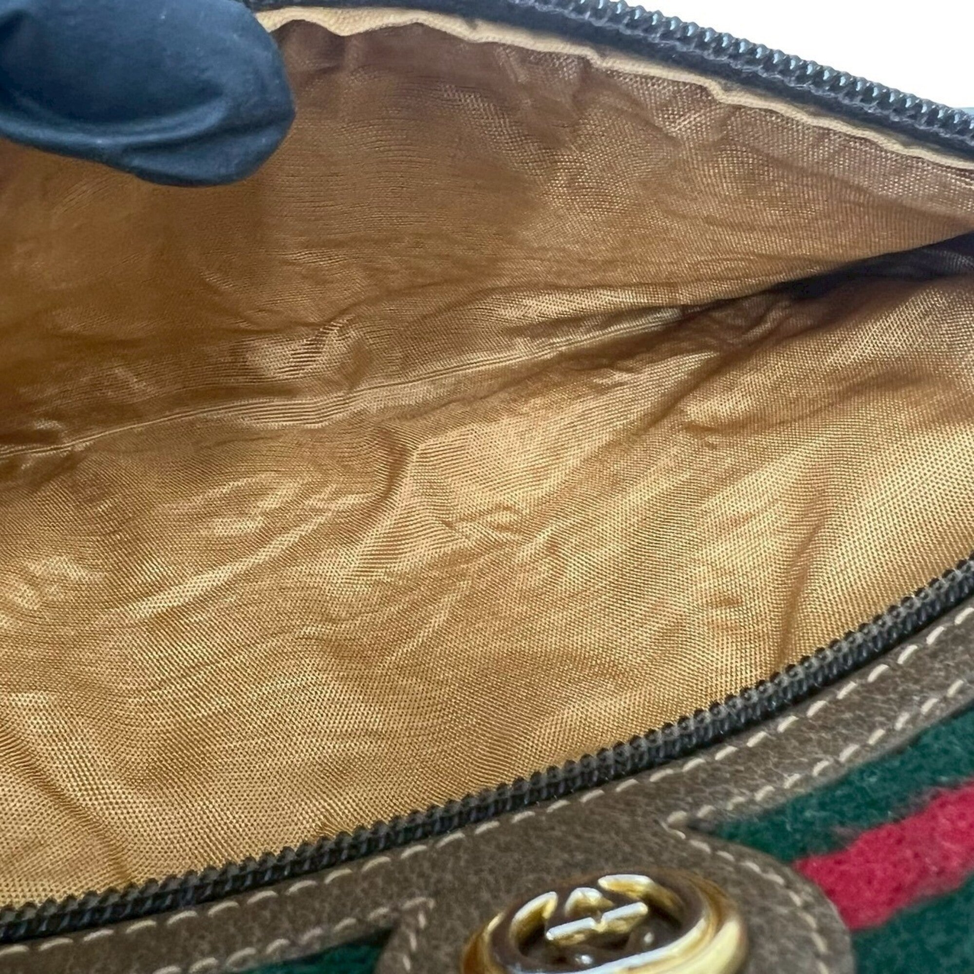 Gucci Brown Green Red Color Leather Pvc Pochette Shoulder Bag (Pre-Owned)