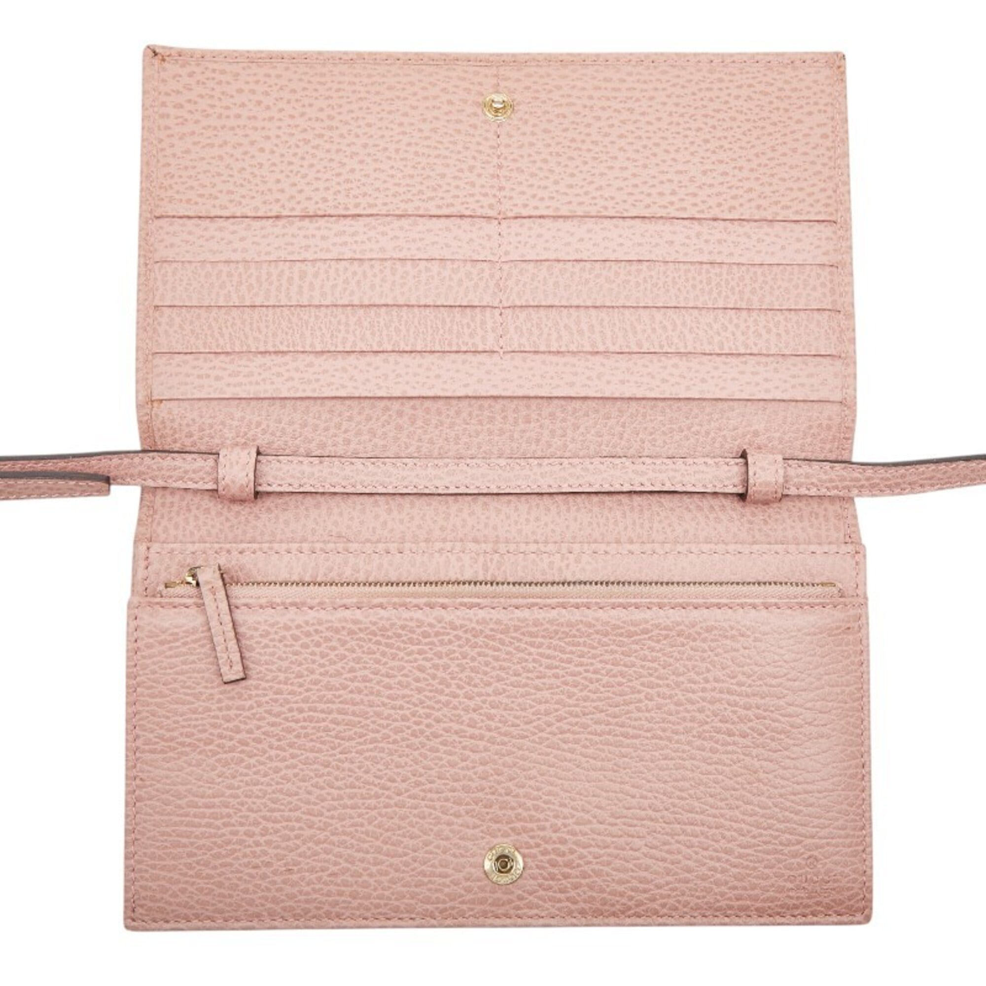 Gucci Pink Leather Chain/Shoulder Wallet (Pre-Owned)