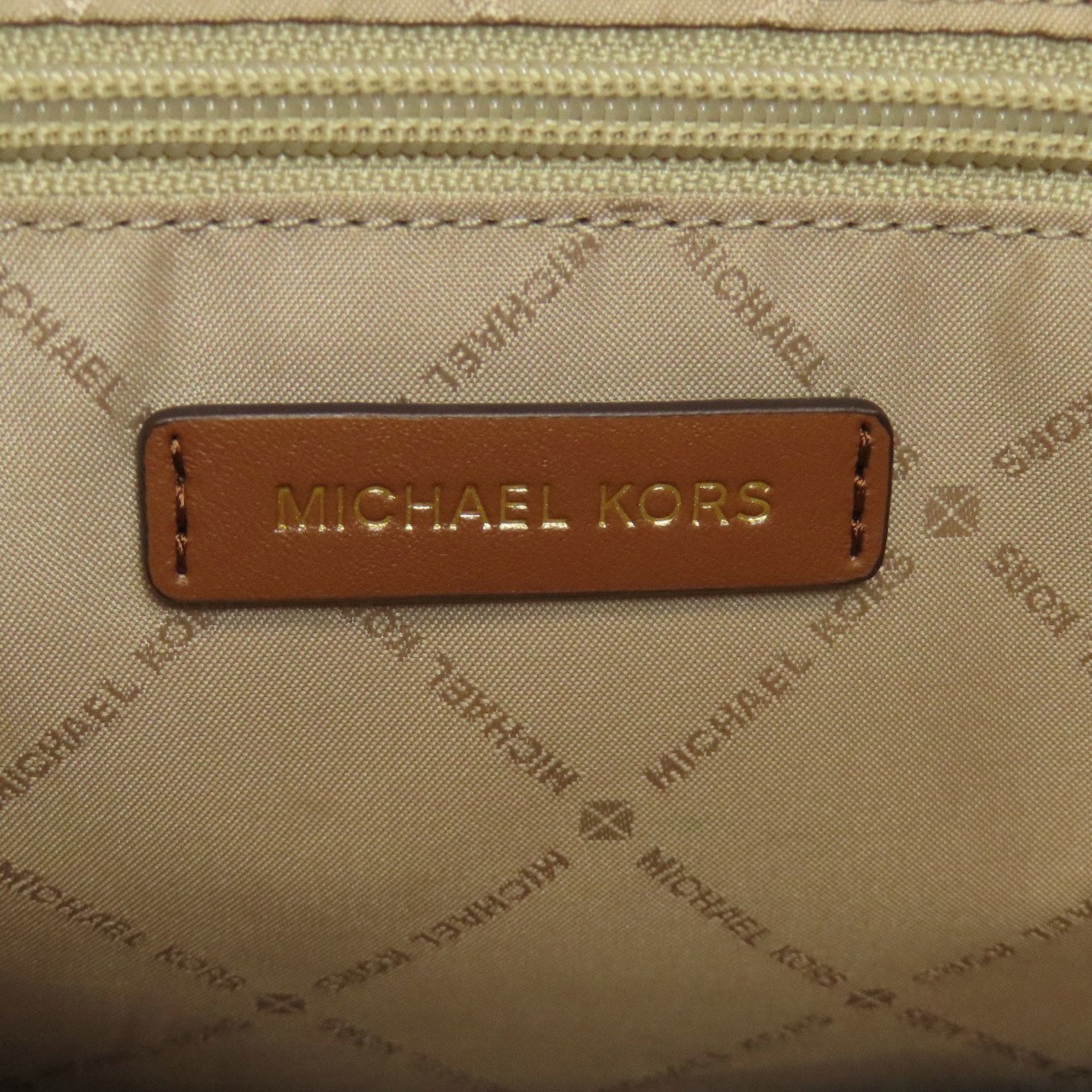 Michael Kors Brown White Pvc Tote Bag (Pre-Owned)