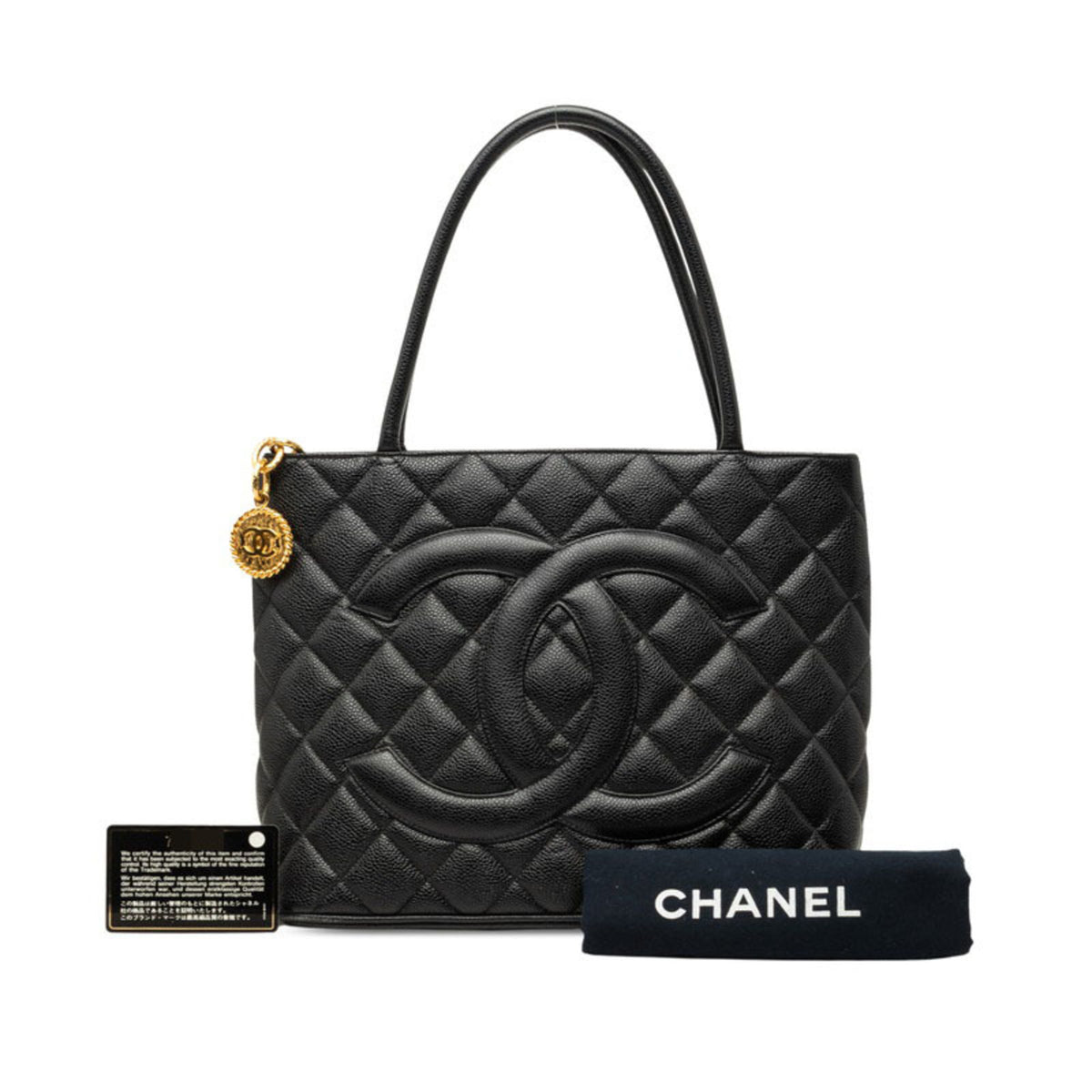 Chanel Matelasse Black Grained Calfskin Handbag Tote Bag (Pre-Owned)