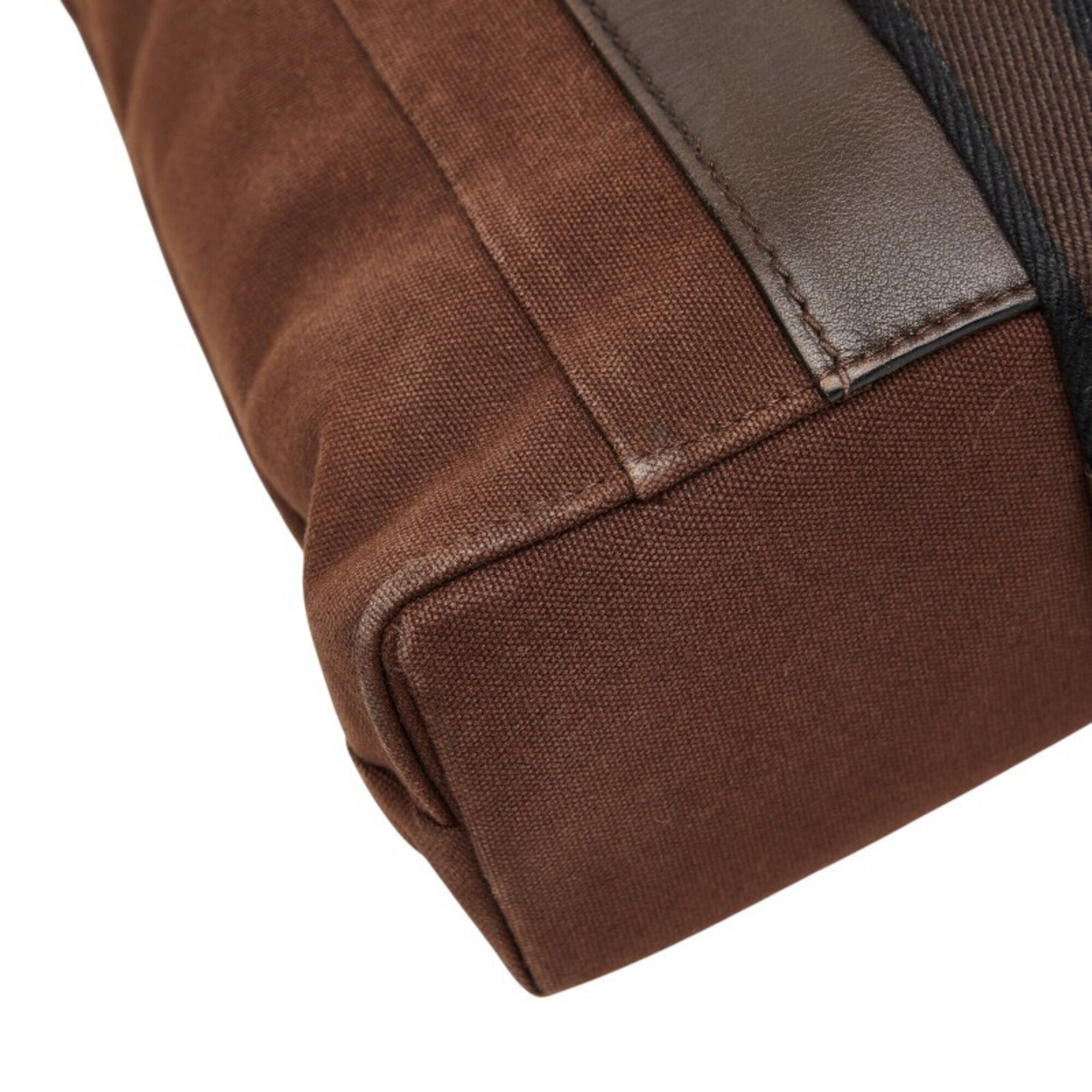 Hermes Brown Canvas Handbag Tote Bag (Pre-Owned)