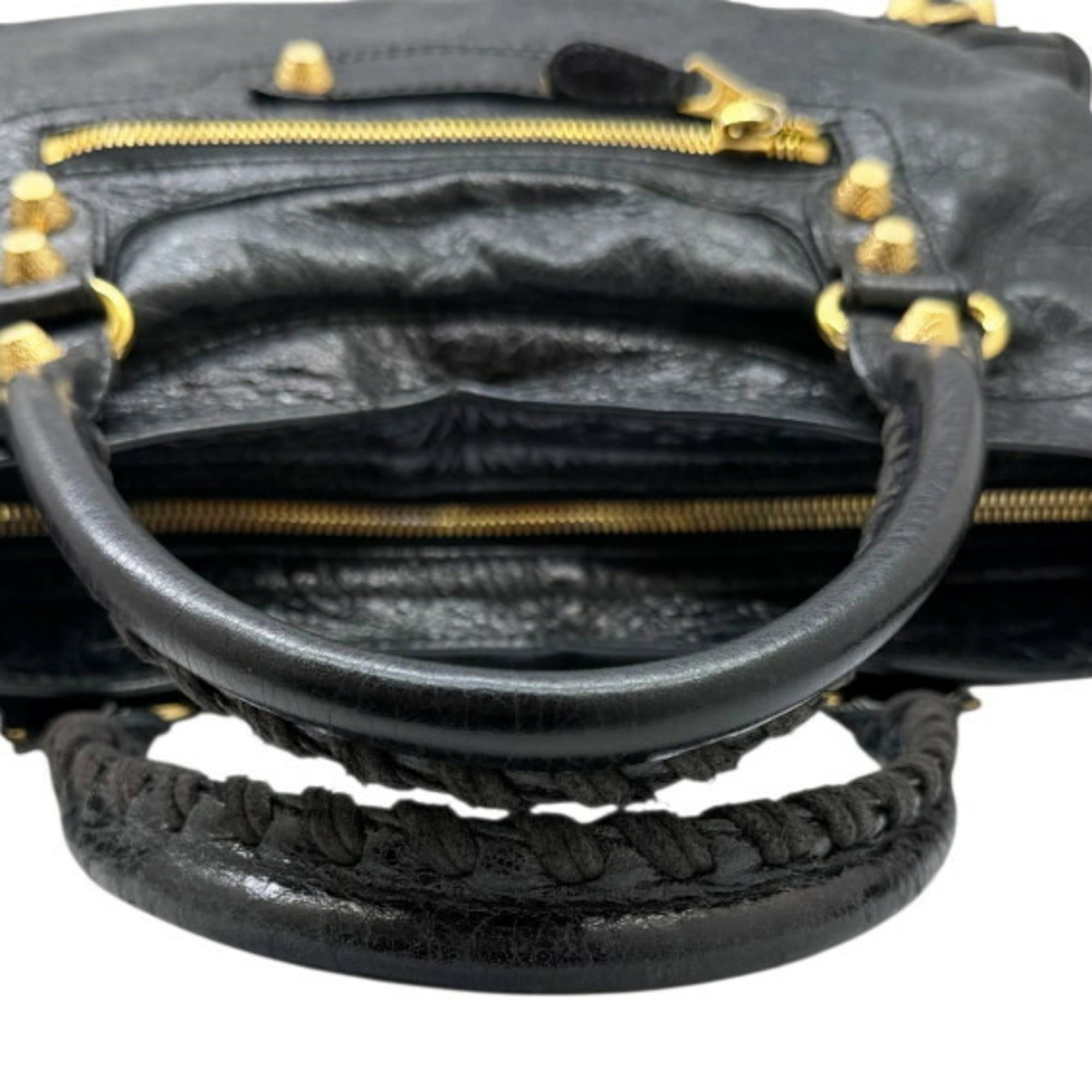 Balenciaga Black Leather Handbag Shoulder Bag (Pre-Owned)