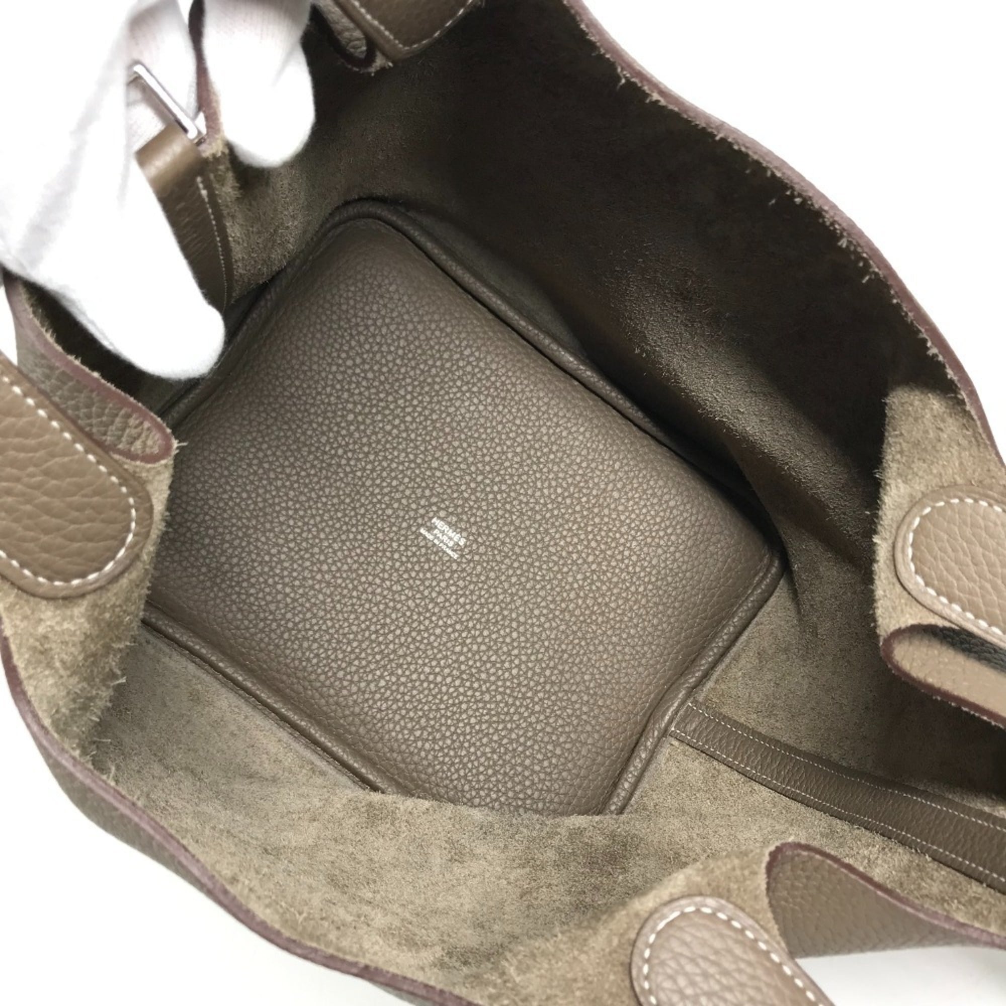 Hermes Gray Taurillon Clemence Leather Handbag (Pre-Owned)