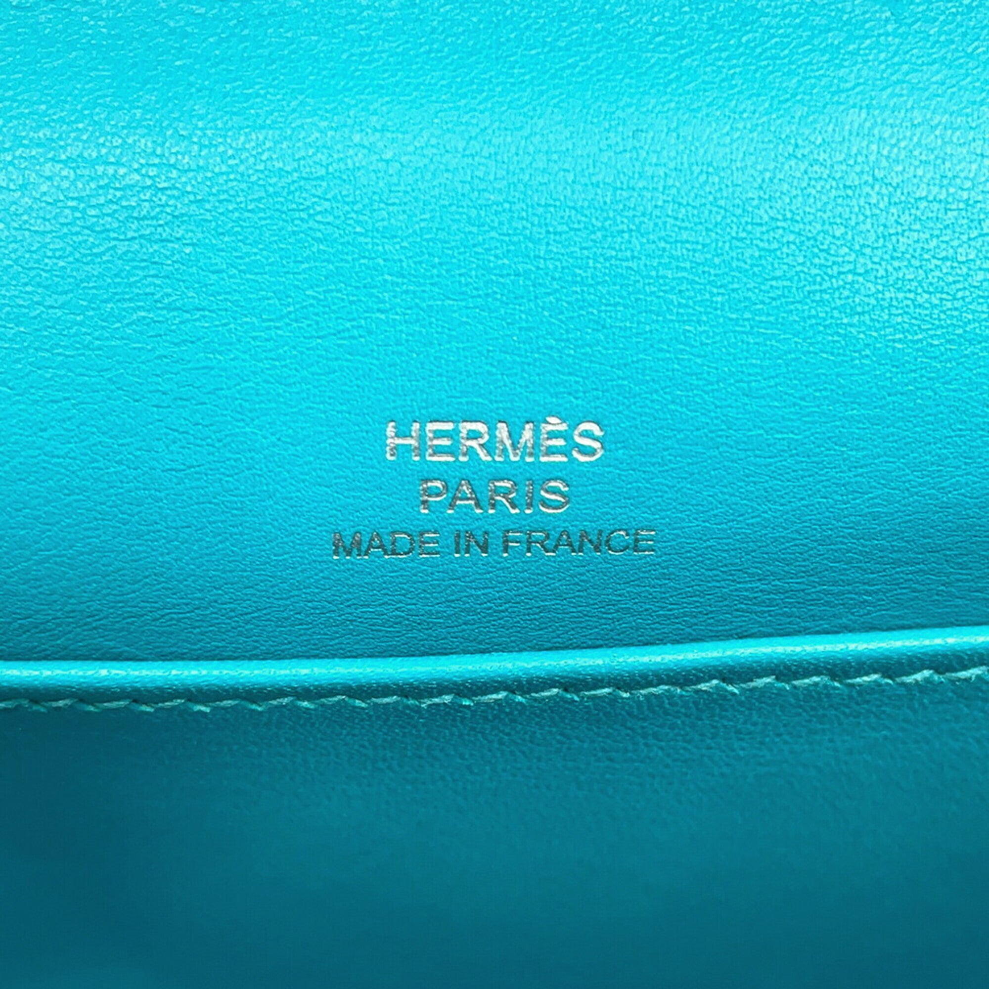 Hermes Blue Paon Swift Leather Handbag Pochette (Pre-Owned)