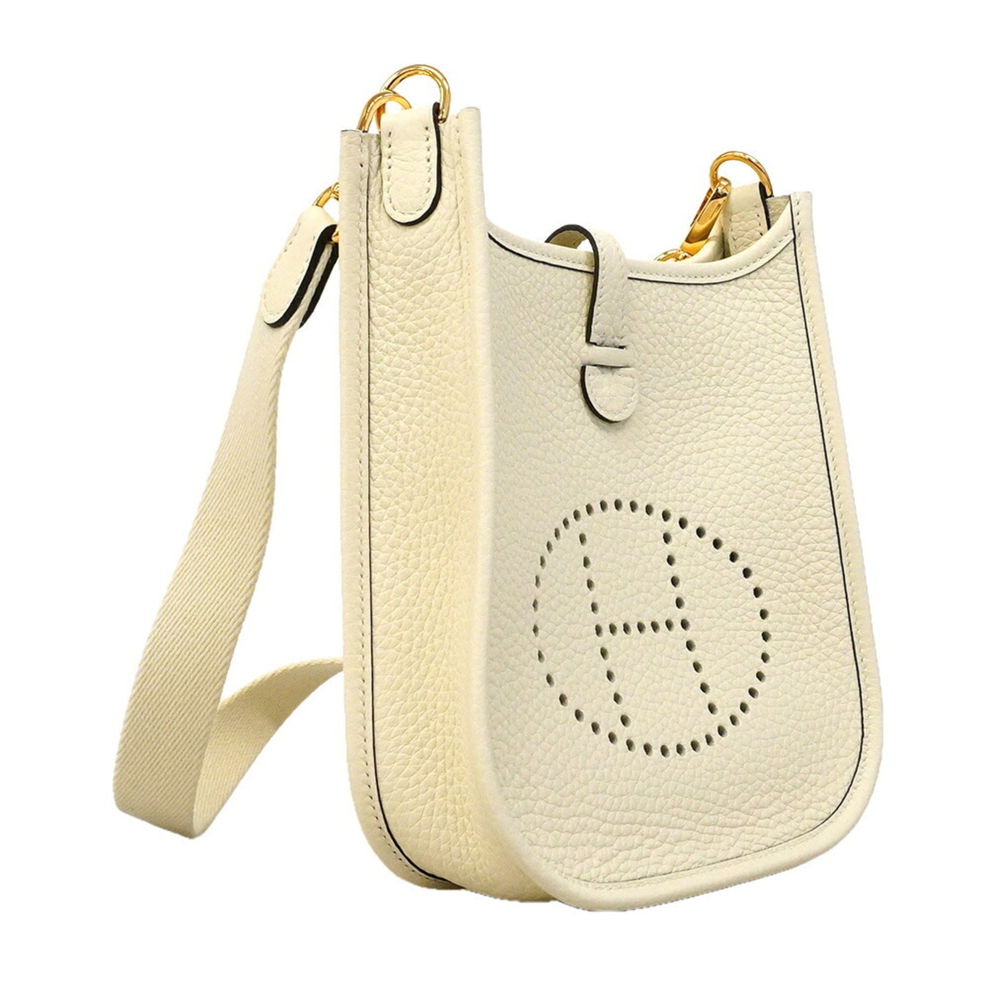 Hermes Cream Taurillon Clemence Leather Shoulder Bag (Pre-Owned)