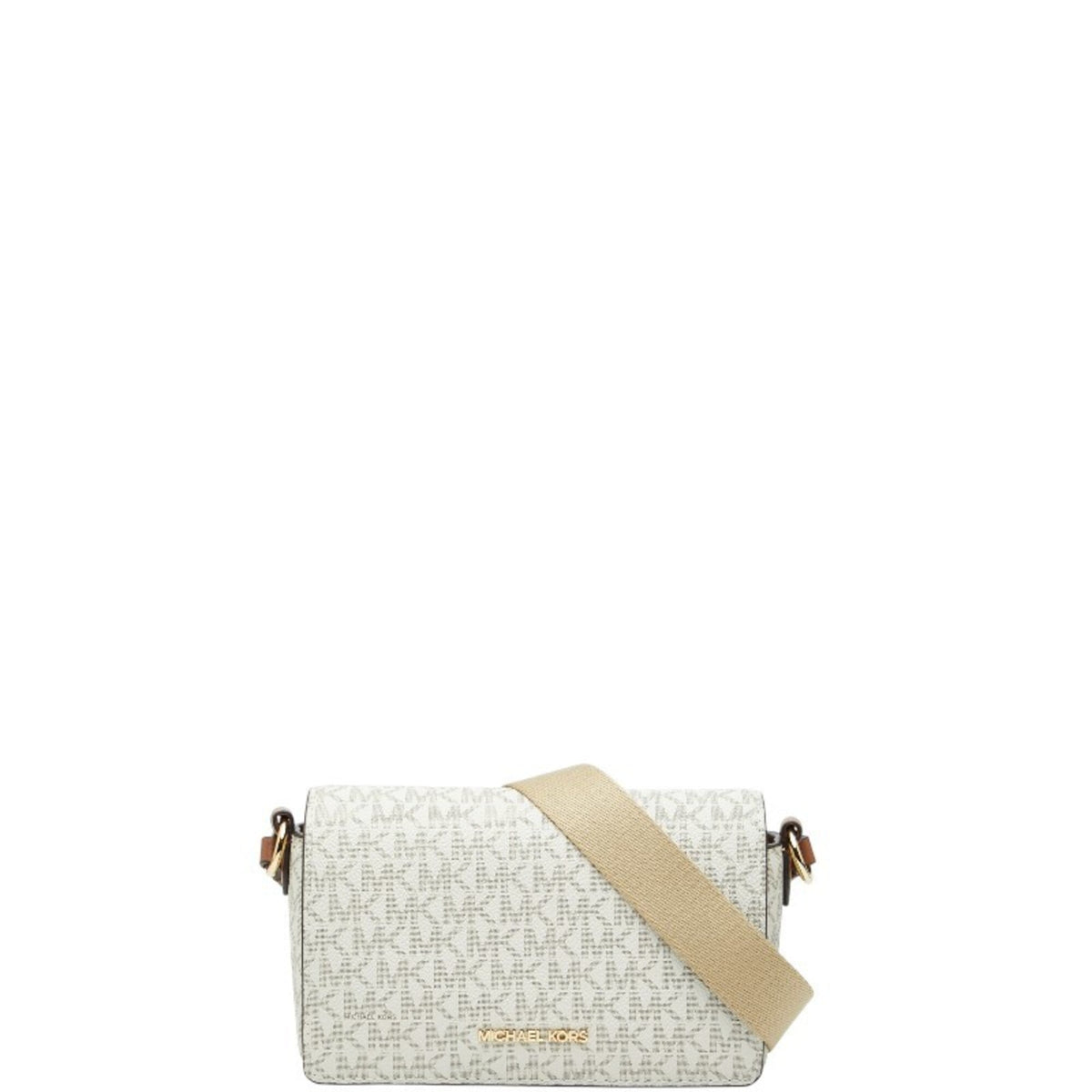 Michael Kors Beige Brown White Pvc Leather Pouch Shoulder Bag (Pre-Owned)