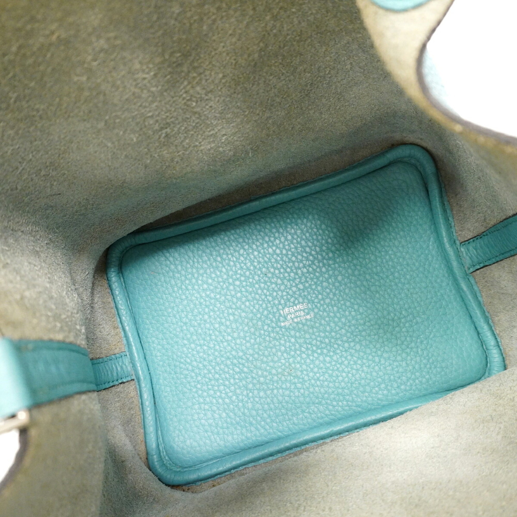 Hermes Blue Atoll Taurillon Clemence Leather Handbag (Pre-Owned)