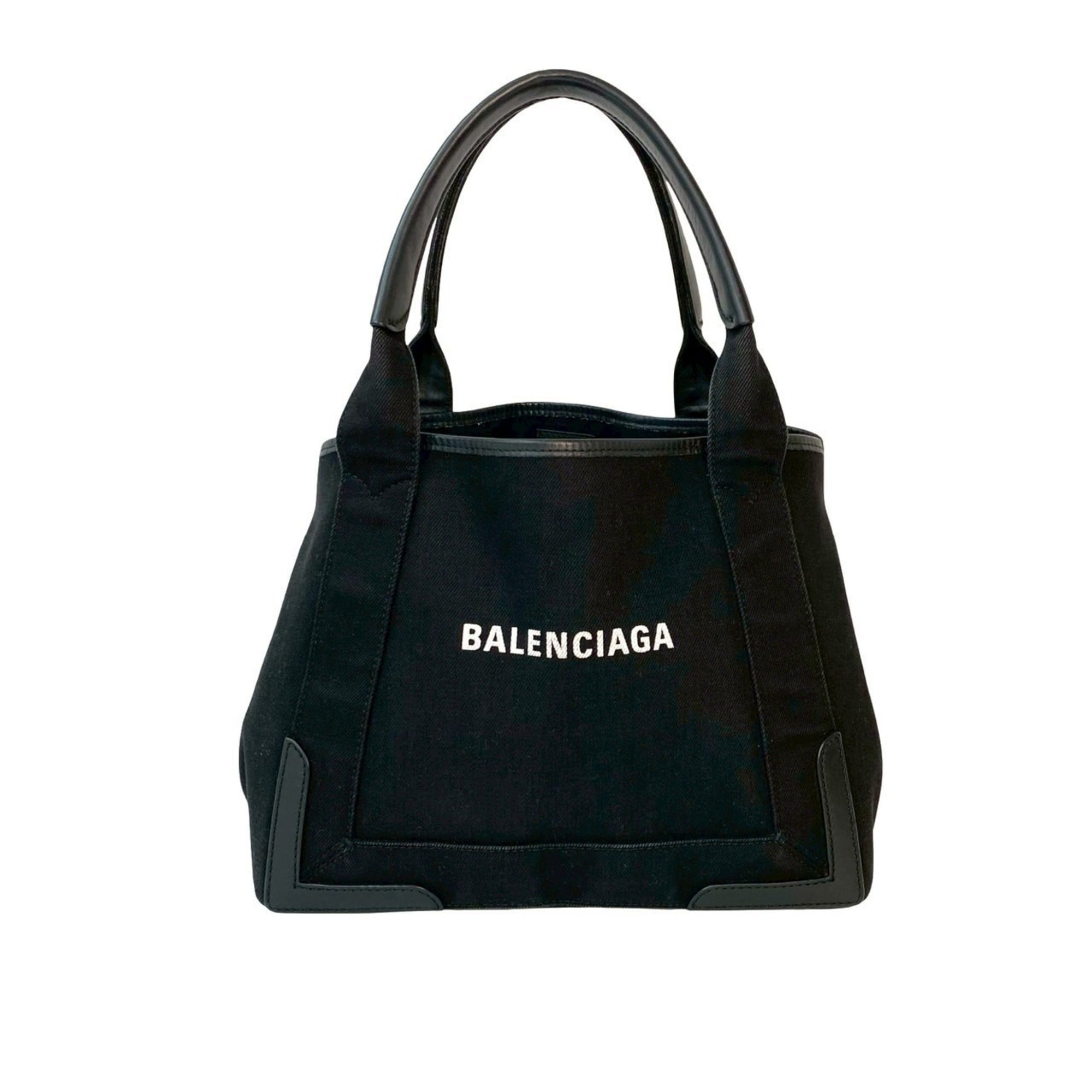 Balenciaga Black Canvas Leather Handbag Tote Bag (Pre-Owned)