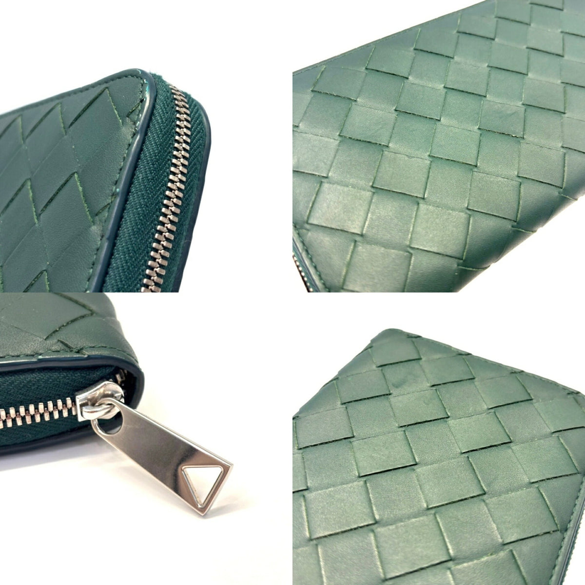 Bottega Veneta Green Leather Long Wallet (Bi-Fold) (Pre-Owned)