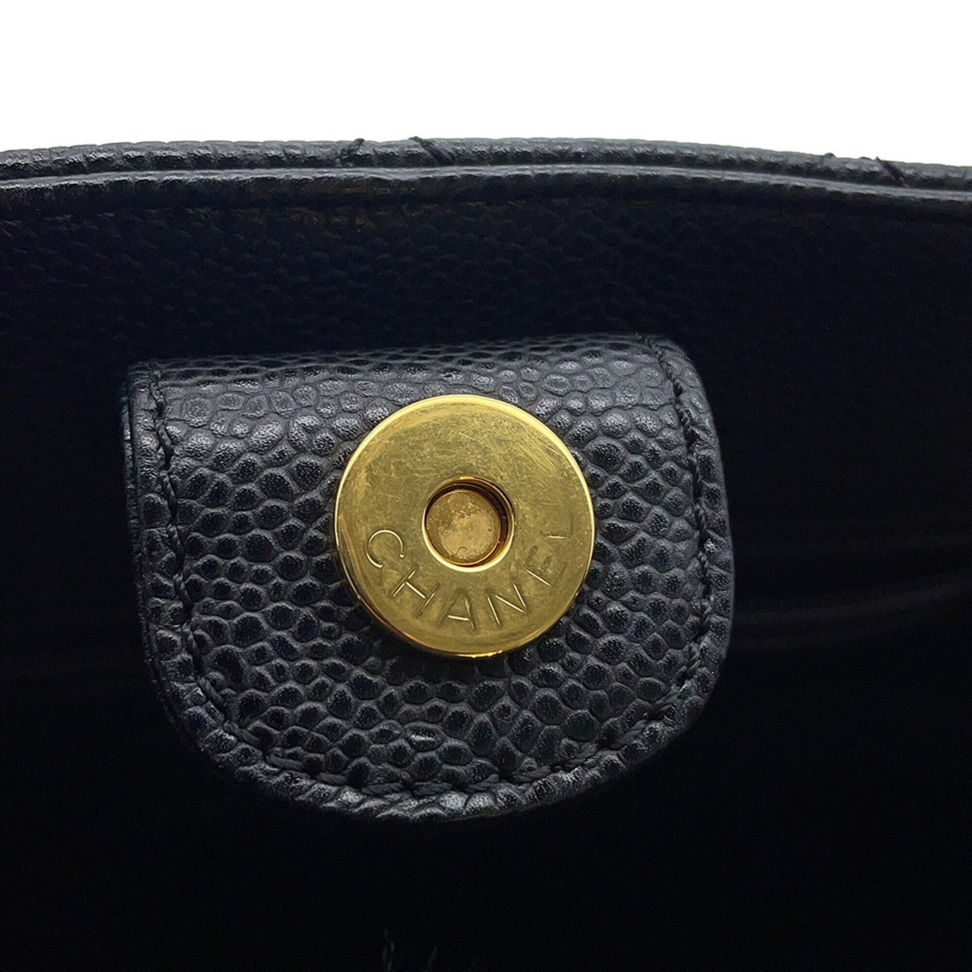 Chanel Matelasse Black Grained Calfskin Handbag Tote Bag (Pre-Owned)