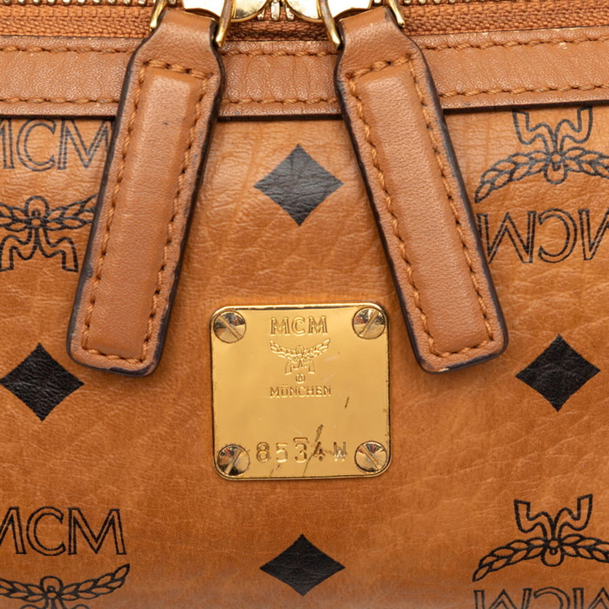 Mcm Visetos Brown Leather Pvc Sling Bag (Pre-Owned)