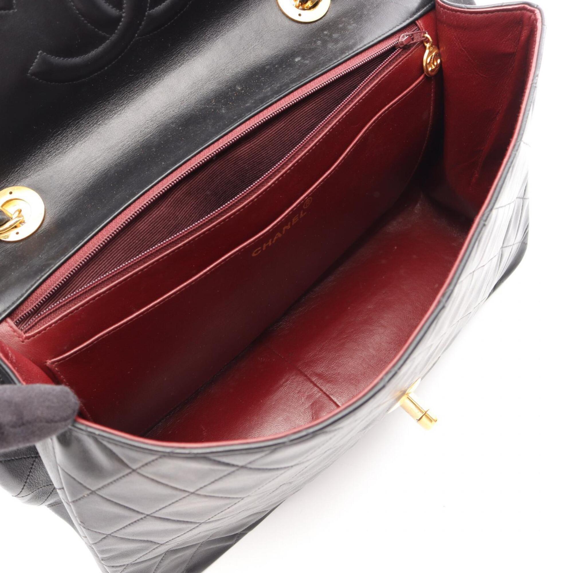 Chanel Black Leather Handbag Shoulder Bag (Pre-Owned)