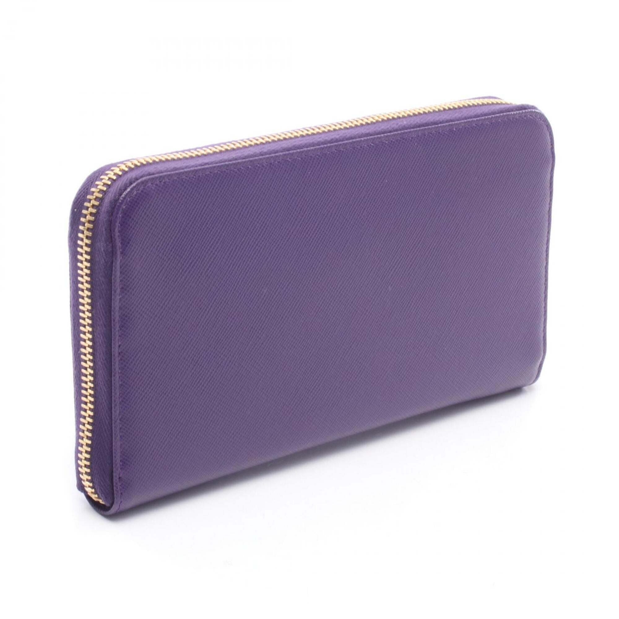 Prada Purple Leather Long Wallet (Bi-Fold) (Pre-Owned)
