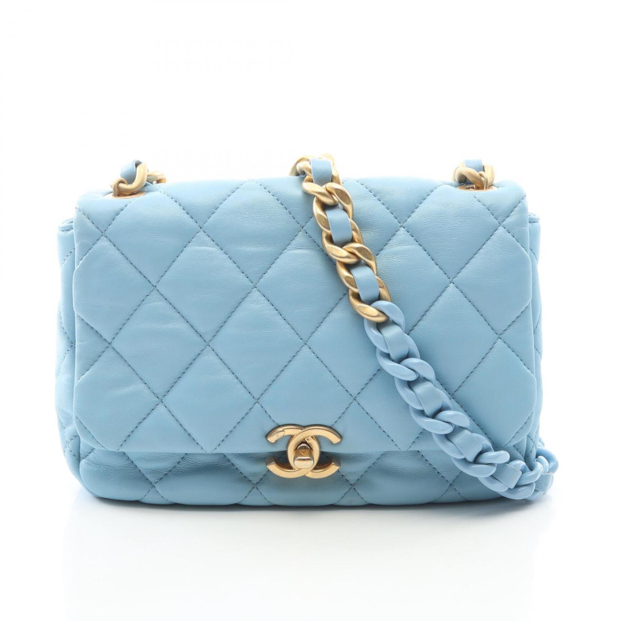 Chanel Blue Leather Handbag Shoulder Bag (Pre-Owned)