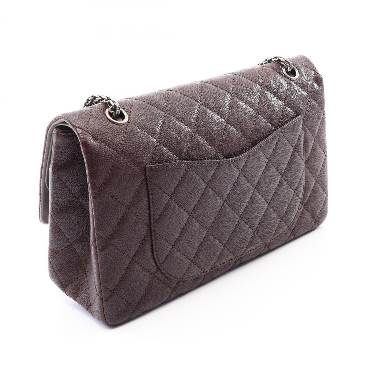 Chanel Bordeaux Gray Grained Calfskin Handbag Shoulder Bag (Pre-Owned)