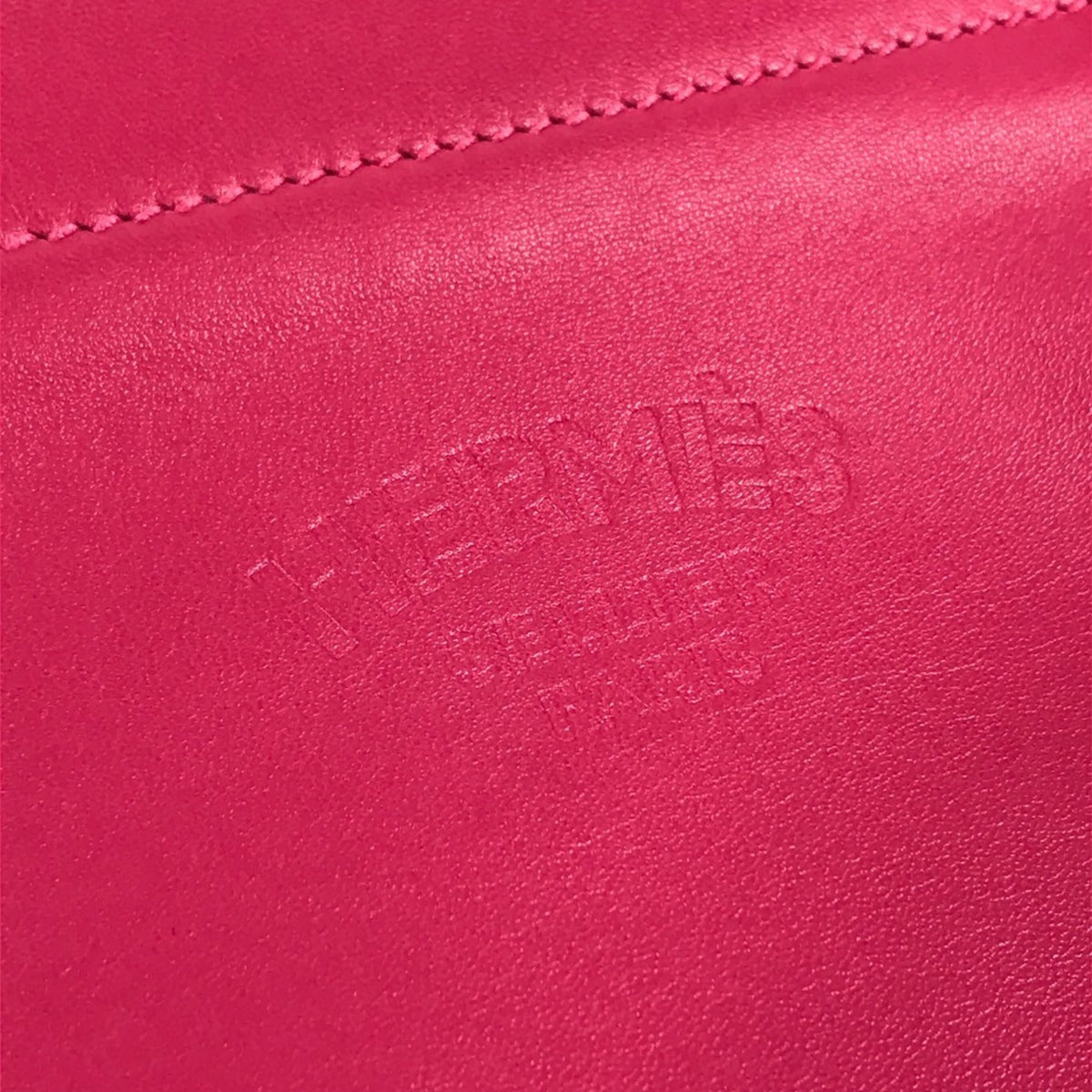 Hermes Pink Red Color Leather Pochette Shoulder Bag (Pre-Owned)