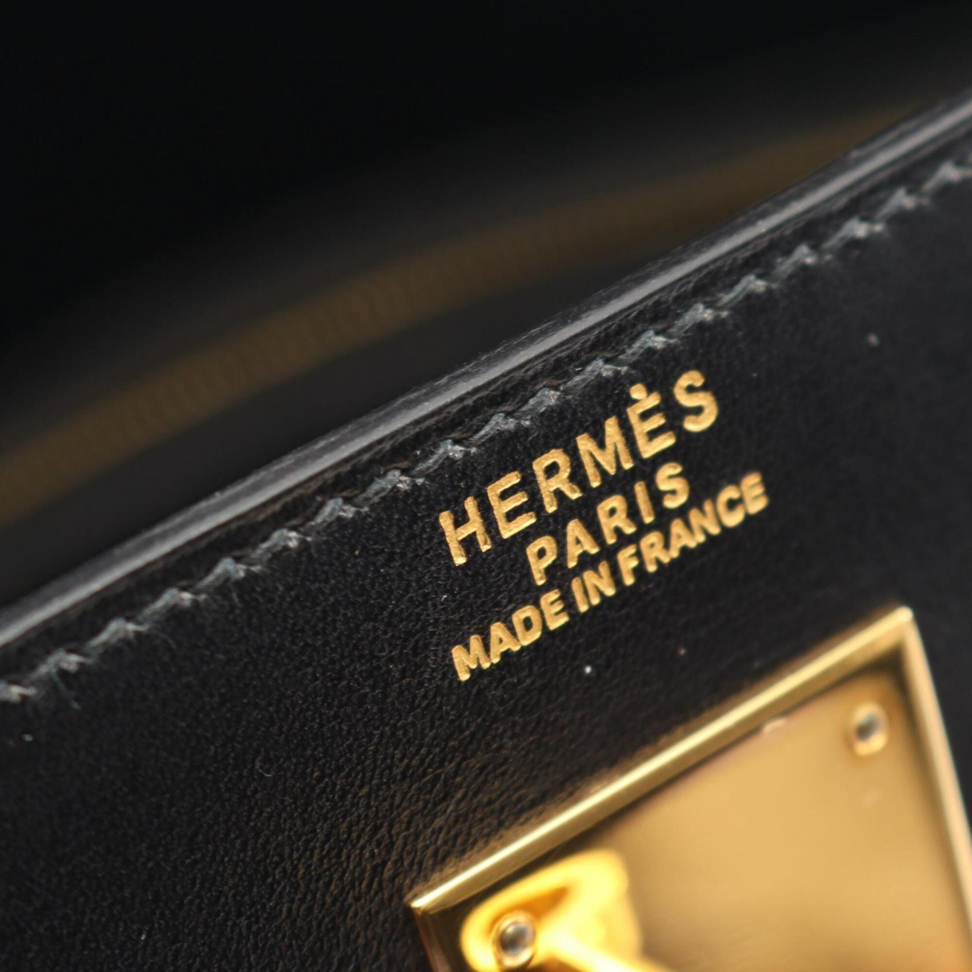 Hermes Black Box Calf Leather Handbag (Pre-Owned)