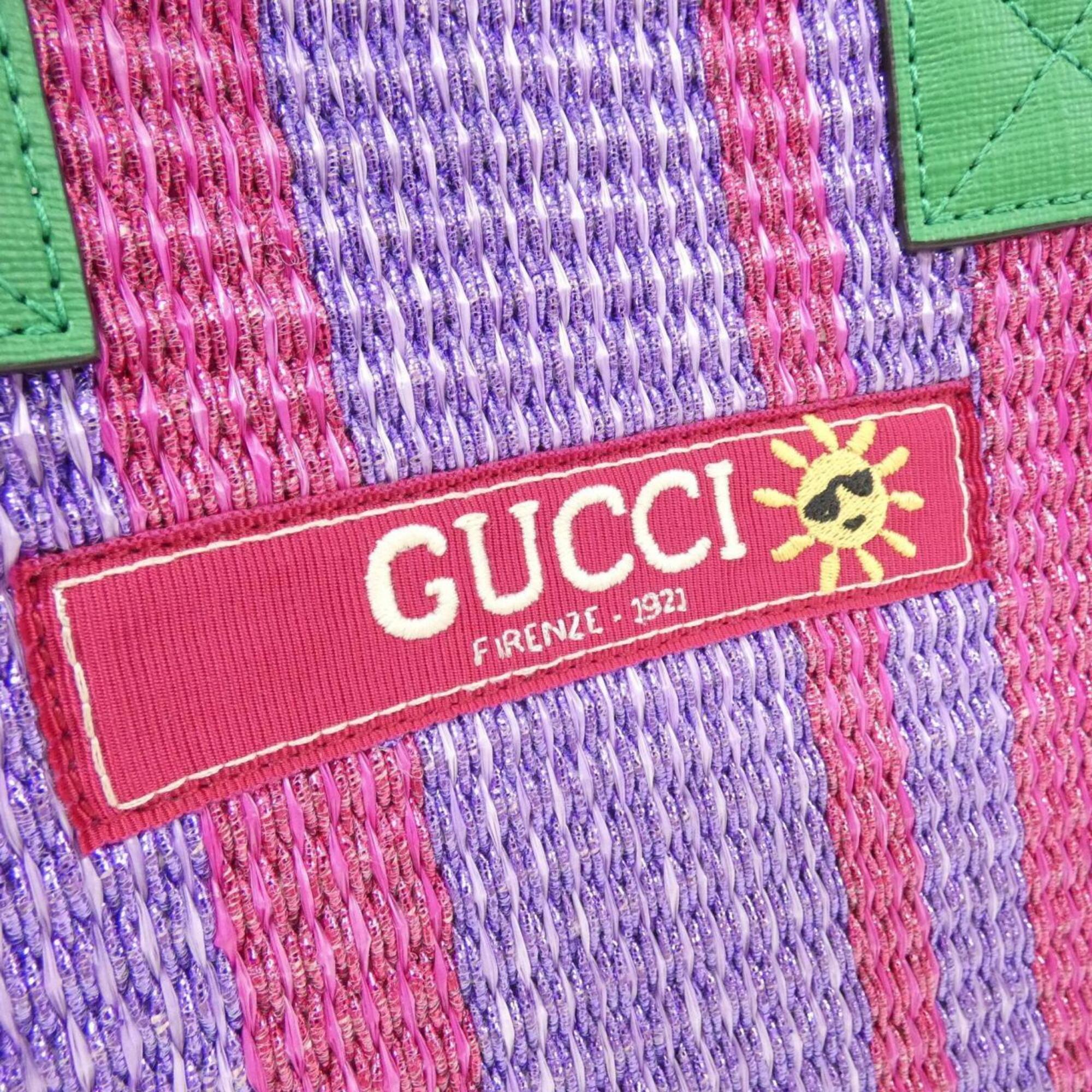 Gucci Green Purple Canvas Handbag (Pre-Owned)