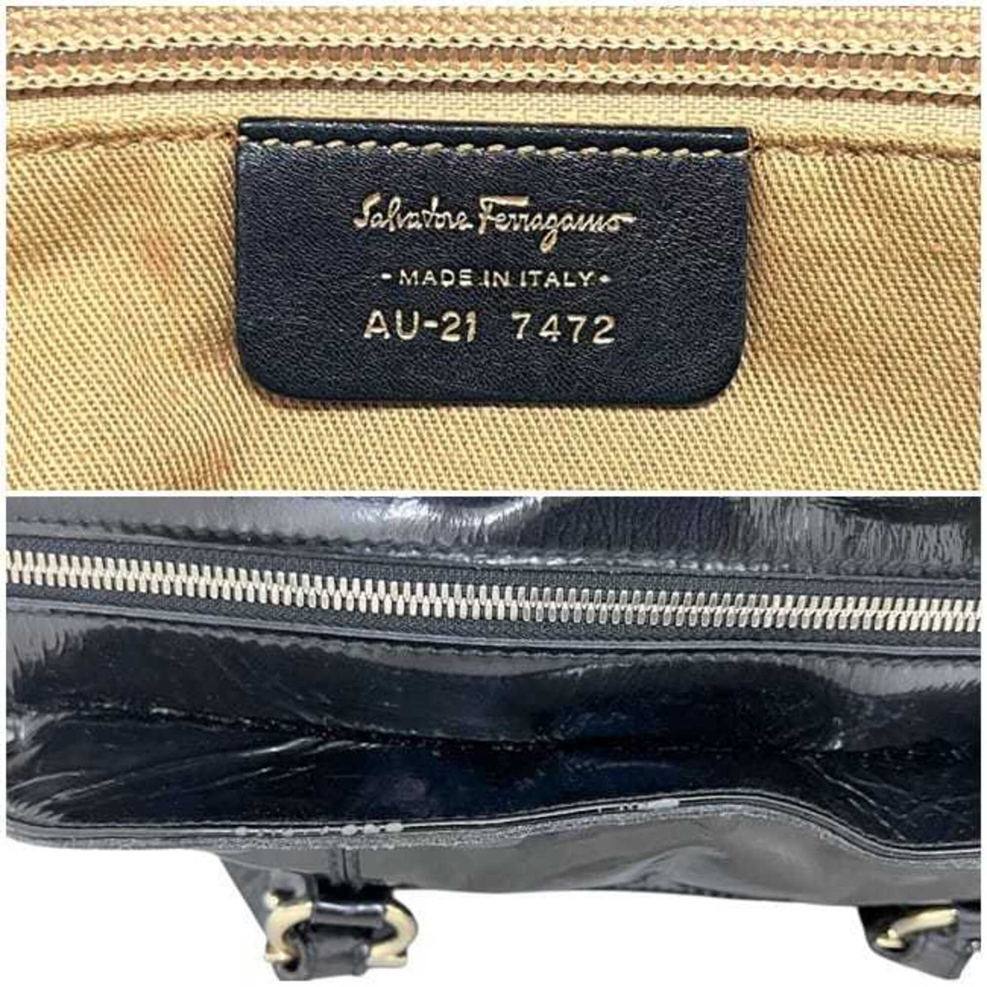 Salvatore Ferragamo Black Patent Leather Tote Bag (Pre-Owned)