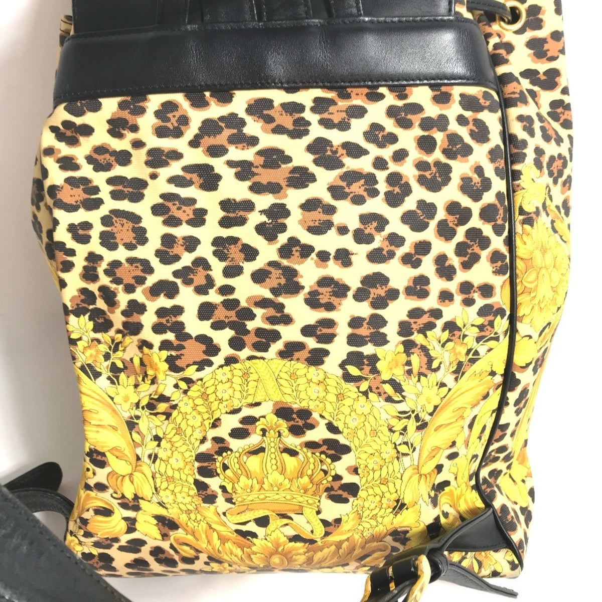 Versace Black Yellow Pvc Leather Backpack (Pre-Owned)