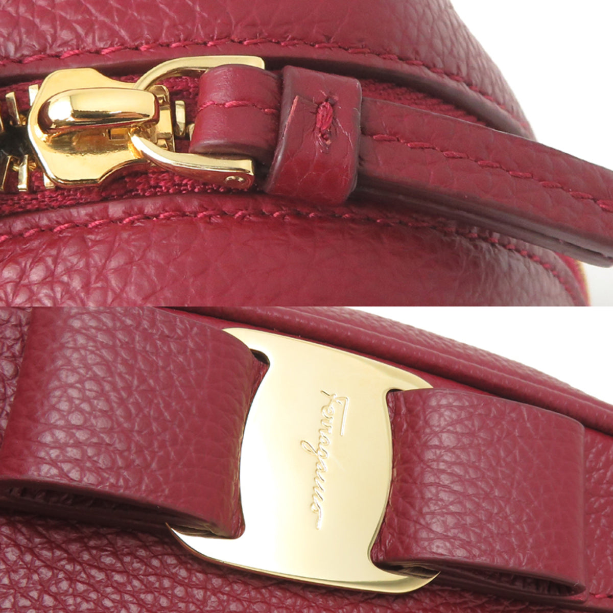 Salvatore Ferragamo Red Color Leather Shoulder Bag (Pre-Owned)