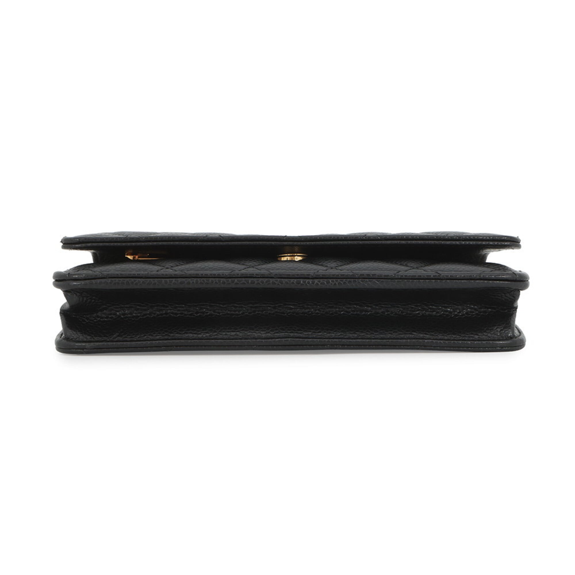 Chanel Black Grained Calfskin Chain/Shoulder Wallet (Pre-Owned)