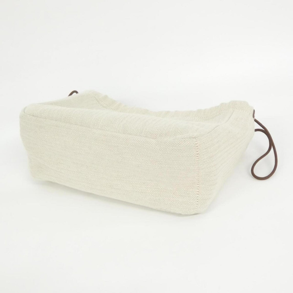 Hermes Fauve Natural Toile Chevron Barenia Leather Handbag Pouch (Pre-Owned)