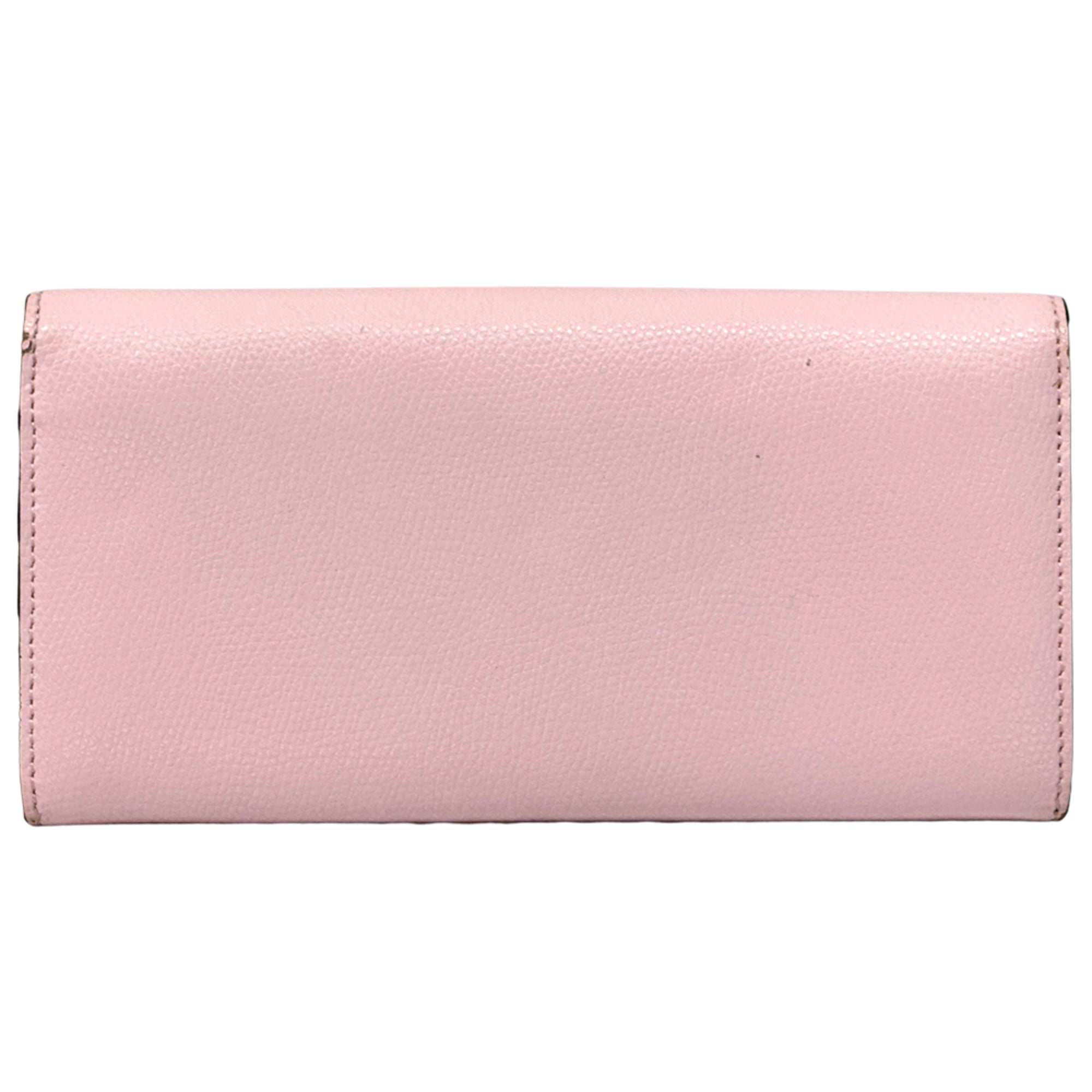 Fendi Gold Pink Leather Long Wallet (Bi-Fold) (Pre-Owned)