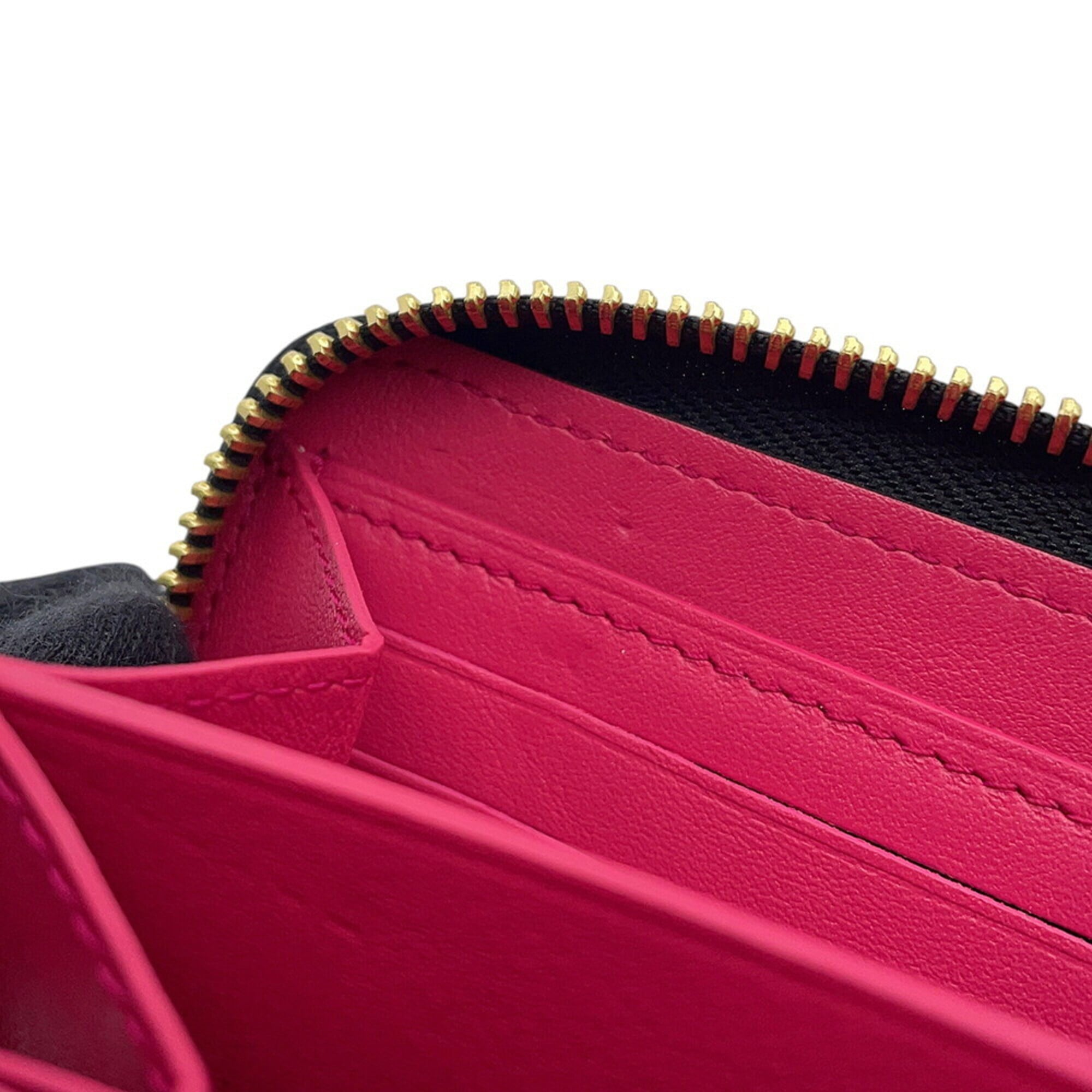 Louis Vuitton Black Noir Pink Leather Long Wallet (Bi-Fold) (Pre-Owned)