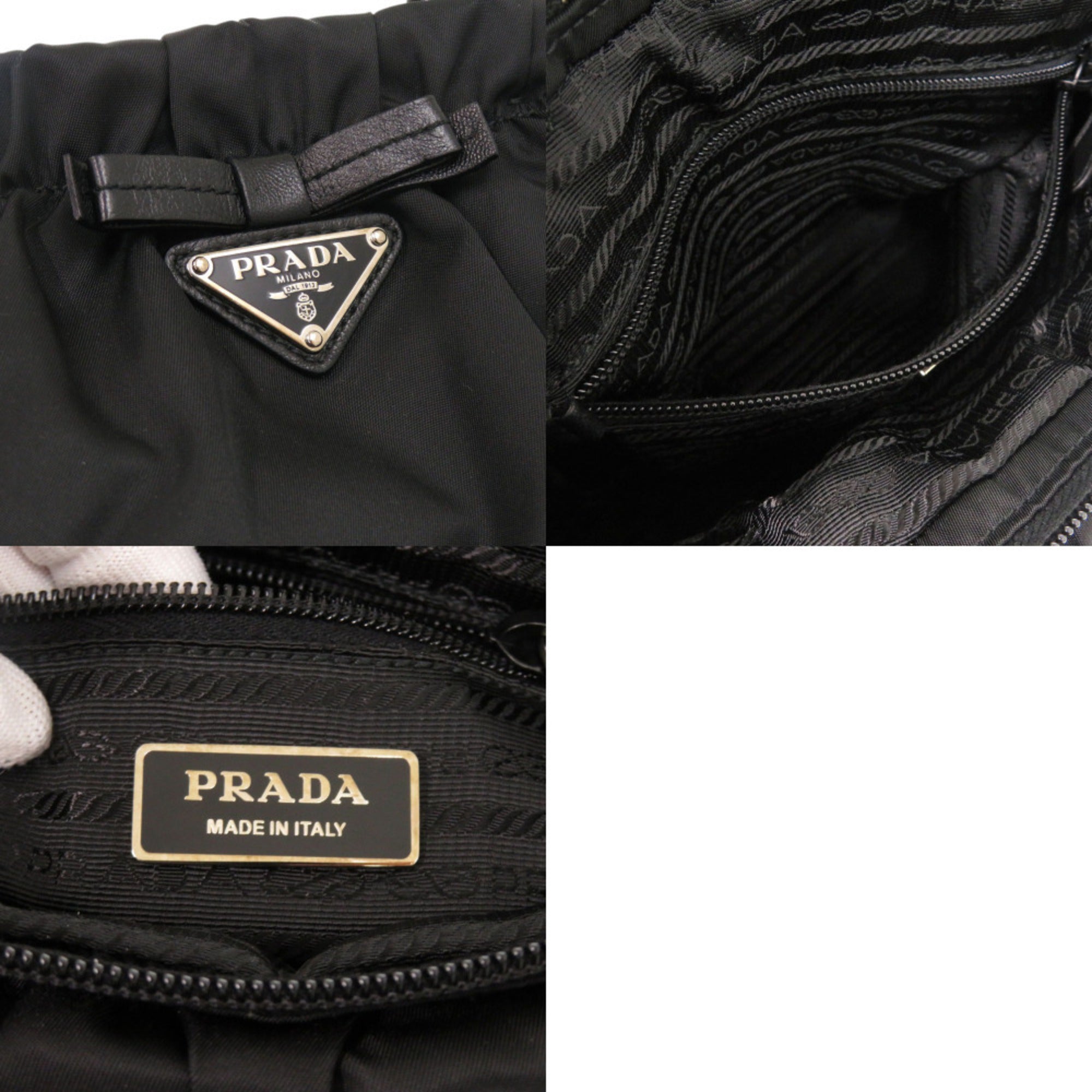 Prada Black Nylon Leather Handbag (Pre-Owned)
