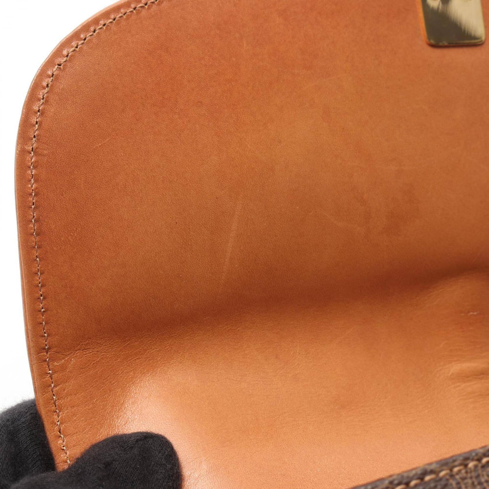 Celine Brown Coated Canvas Leather Handbag Shoulder Bag (Pre-Owned)