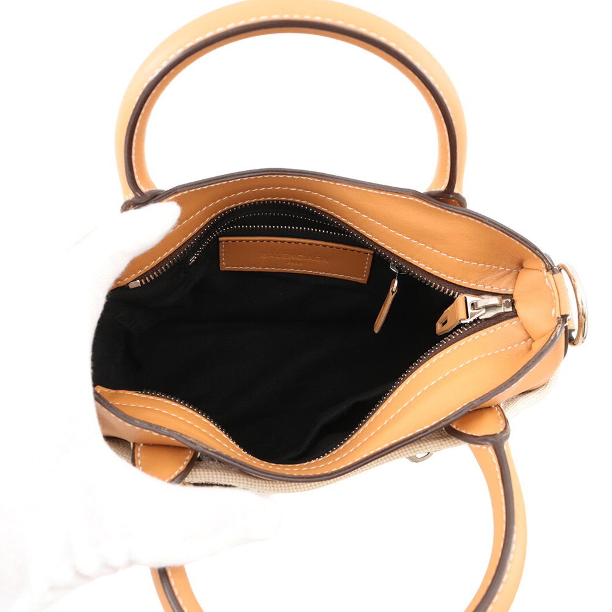 Fendi Brown Leather Canvas Handbag Shoulder Bag (Pre-Owned)