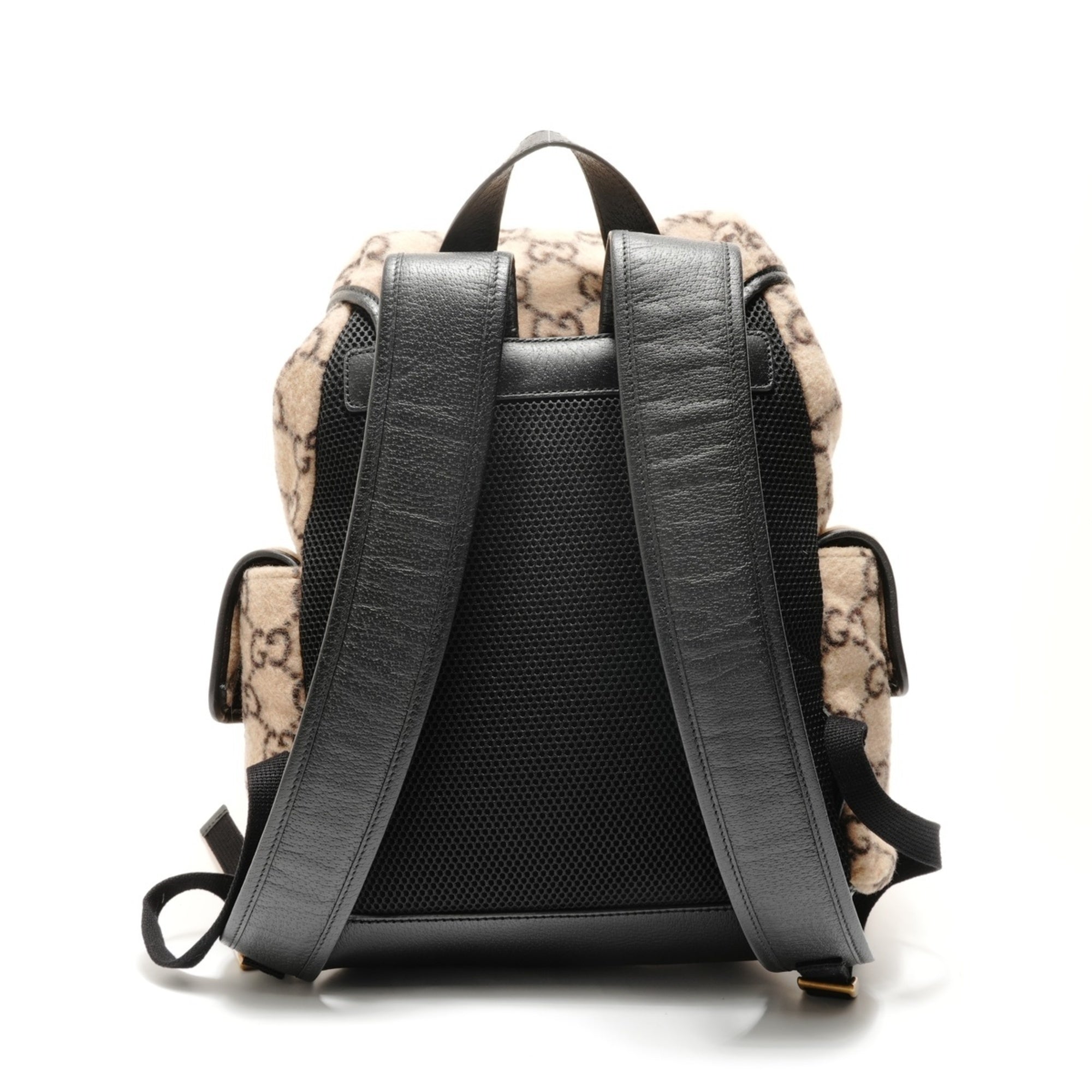 Gucci Beige Wool Leather Backpack (Pre-Owned)