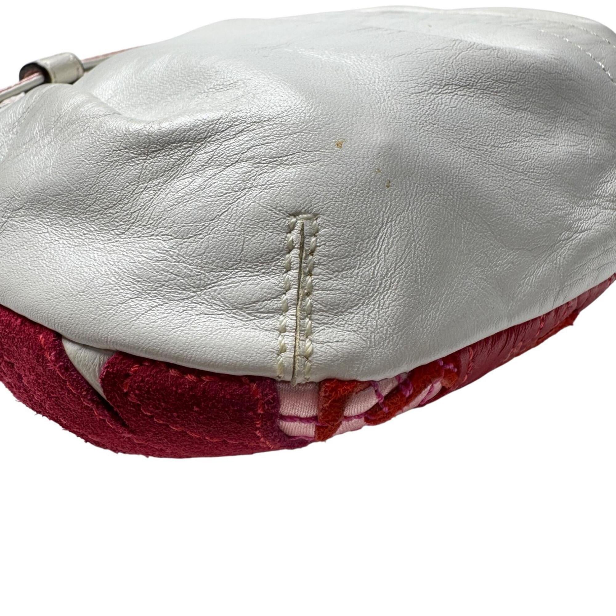 Coach Red Color White Leather Shoulder Bag (Pre-Owned)