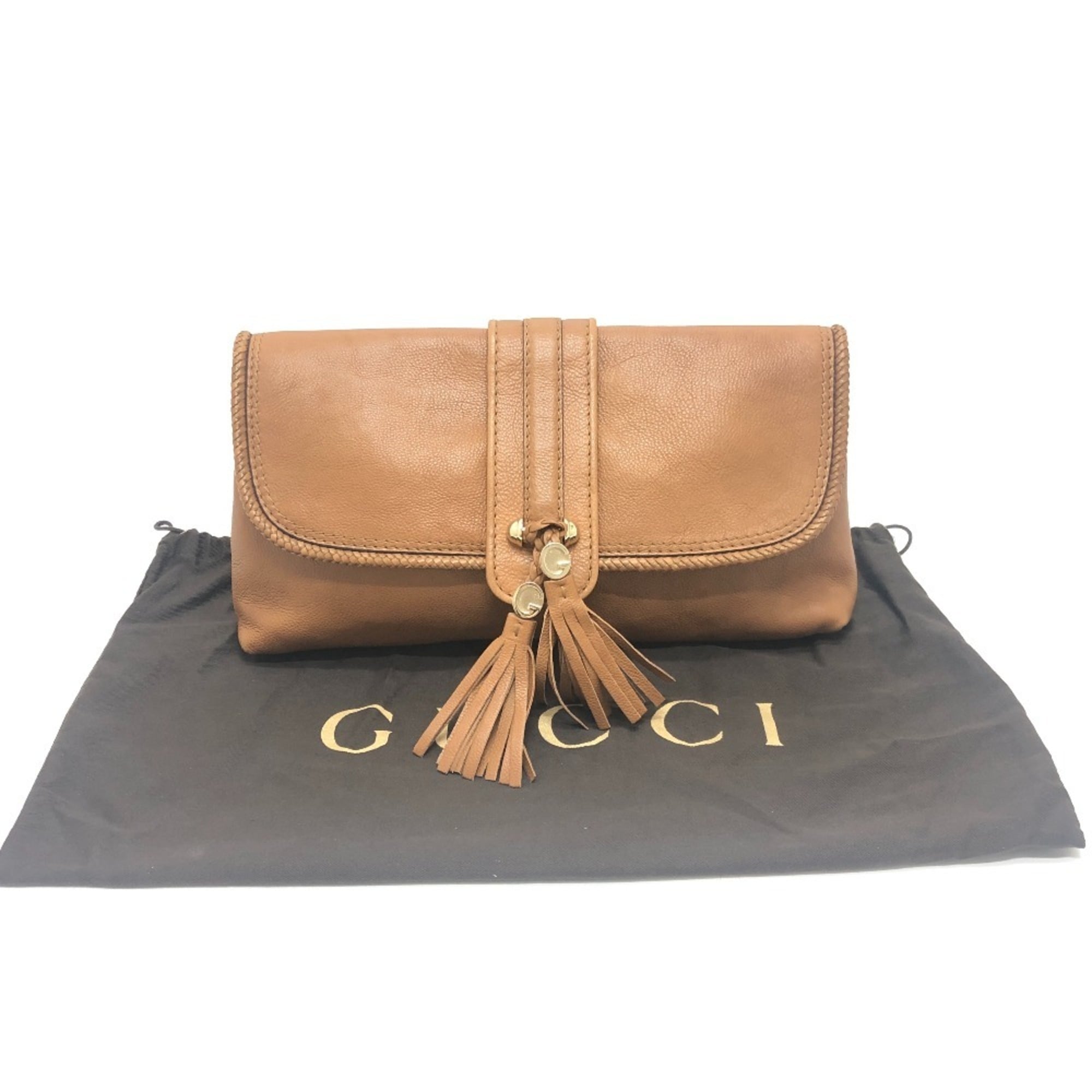 Gucci Brown Leather Clutch Bag (Pre-Owned)