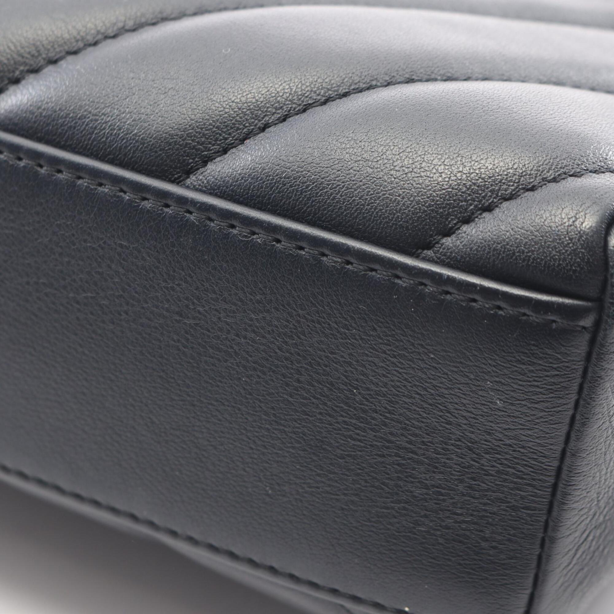 Chanel Navy Leather Handbag Shoulder Bag (Pre-Owned)