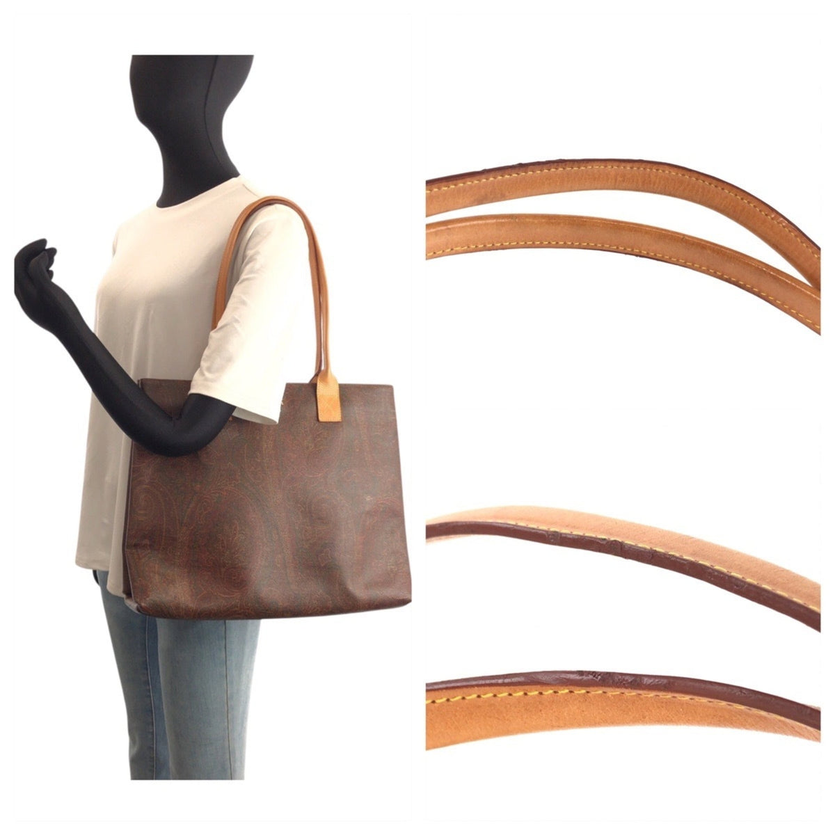 Etro Beige Brown Pvc Leather Shoulder Bag Tote Bag (Pre-Owned)